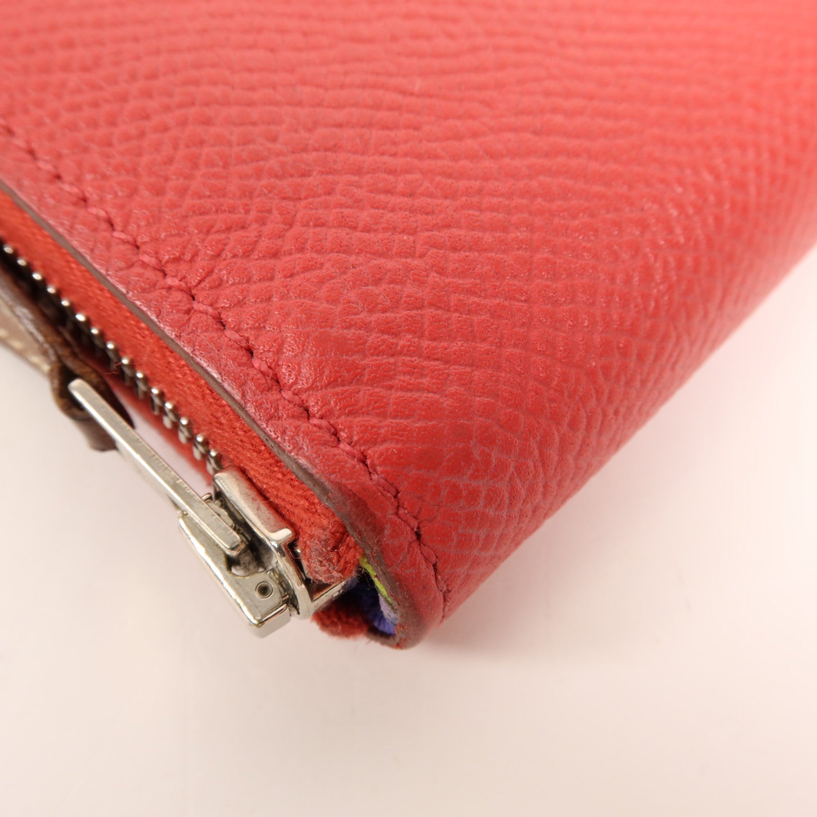 HERMES Epsom皮革Silk In Wallet銀扣錢包Bougainvillea