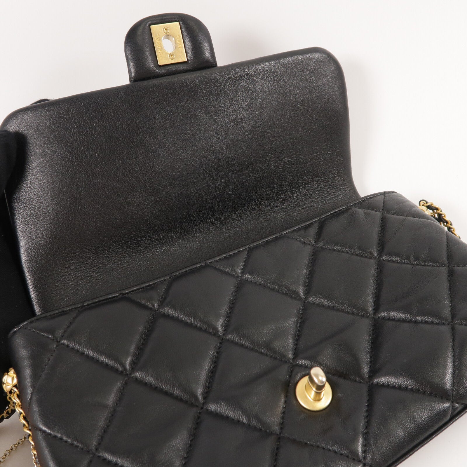 CHANEL 羊皮皮革Flap Bag鏈帶肩背袋