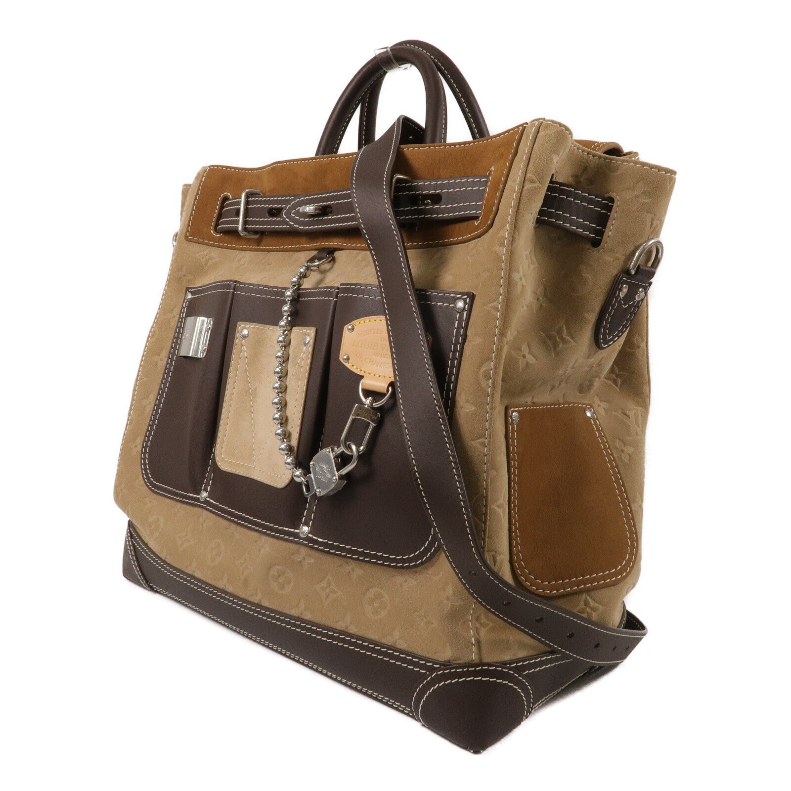 LOUIS VUITTON 麂皮皮革Steamer 40手挽肩背兩用袋