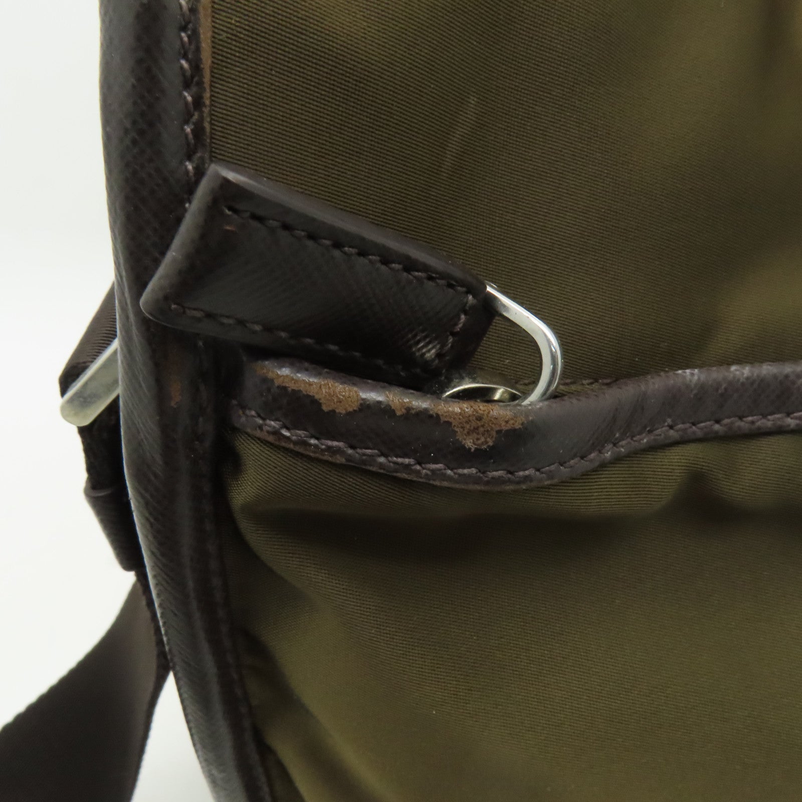 PRADA 【激減優惠】尼龍Tessuto Logo Messenger Bag銀扣肩背袋啡色