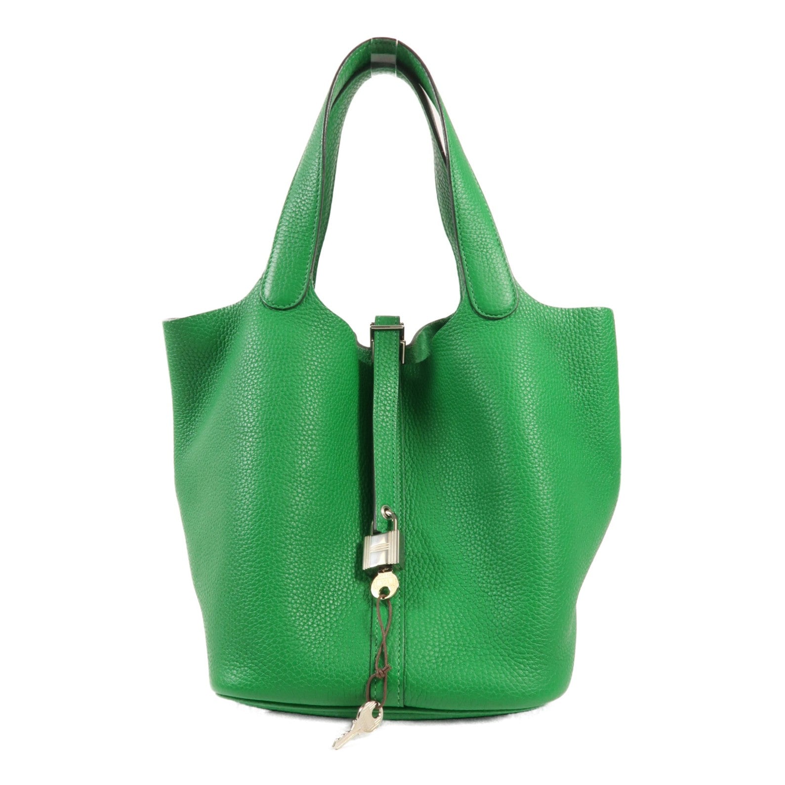 HERMES Clemence皮革Picotin MM銀扣手挽袋