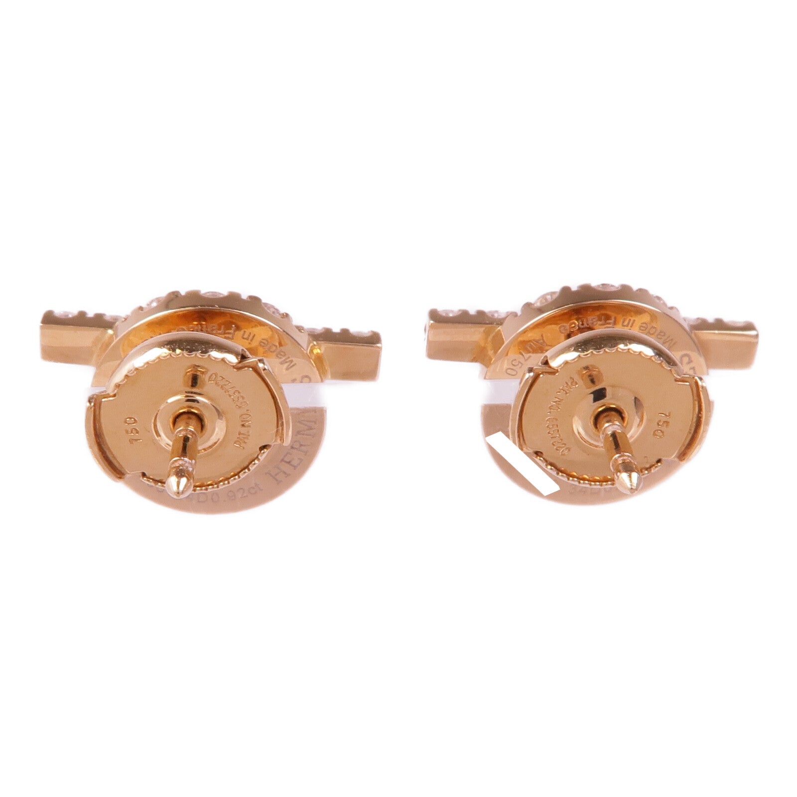 HERMES 18K玫瑰金Finesse Diamond Earrings鑽石耳環