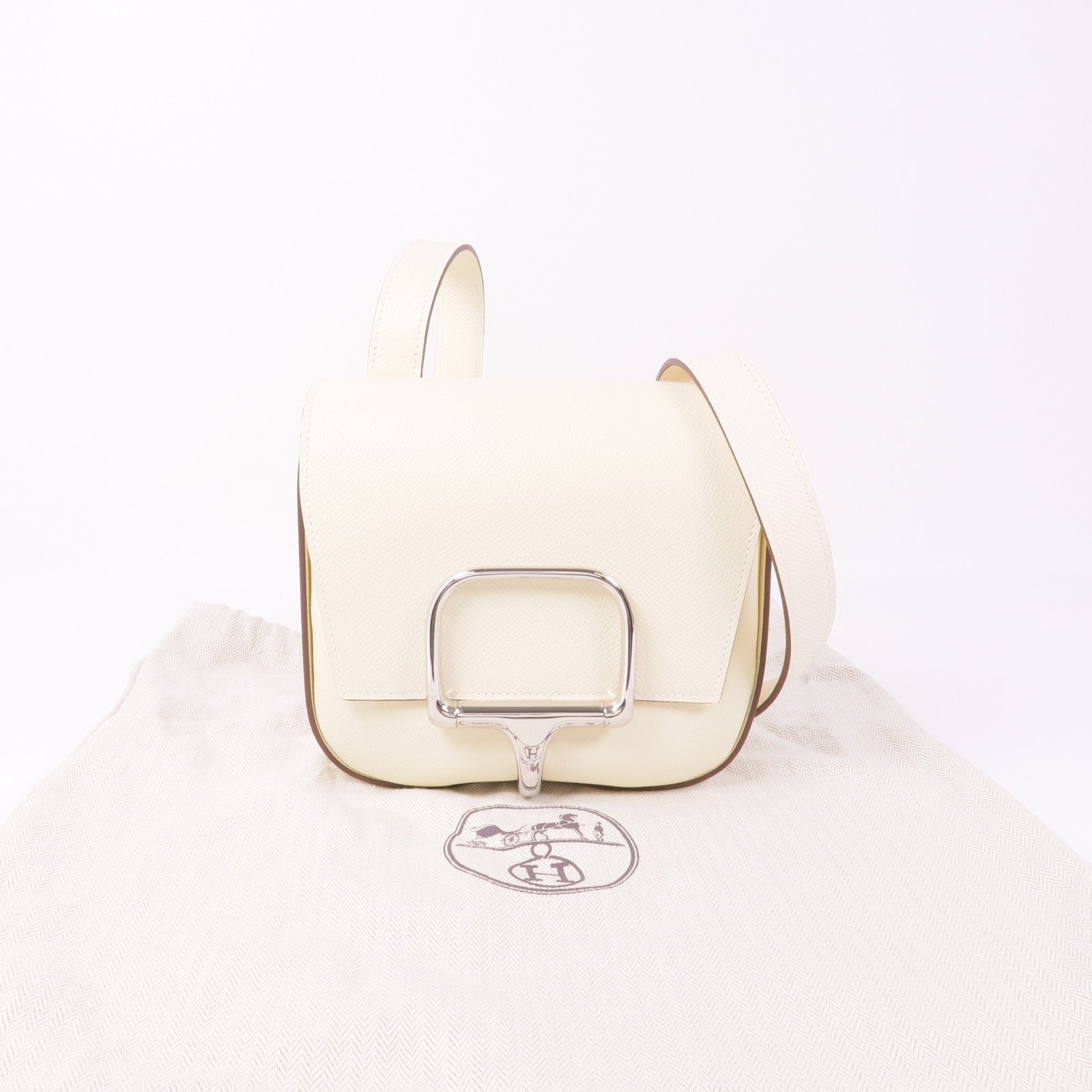 HERMES Epsom皮革Della Cavalleria Mini銀扣肩背袋