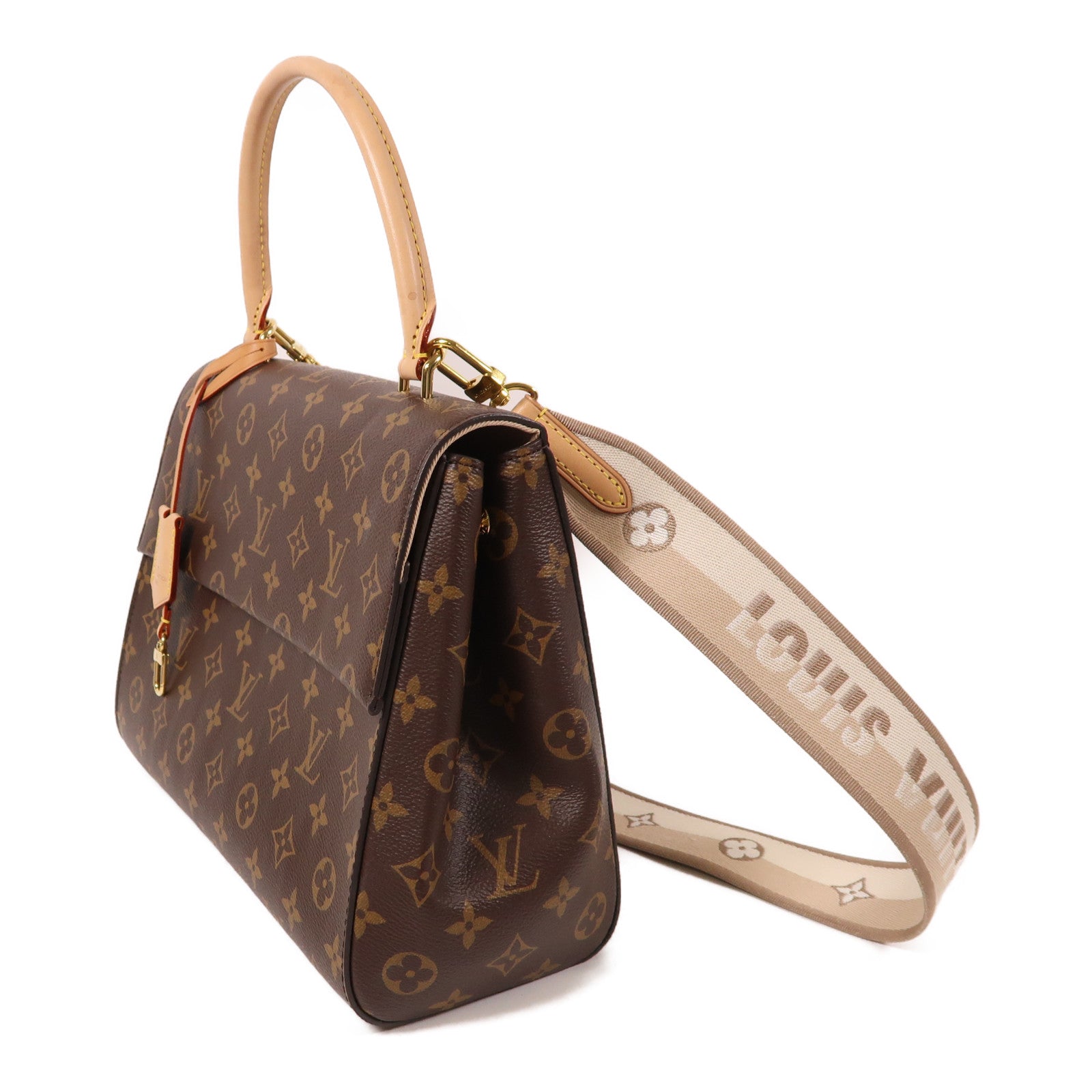 LOUIS VUITTON Monogram Cluny MM Bag金扣手挽袋棕色