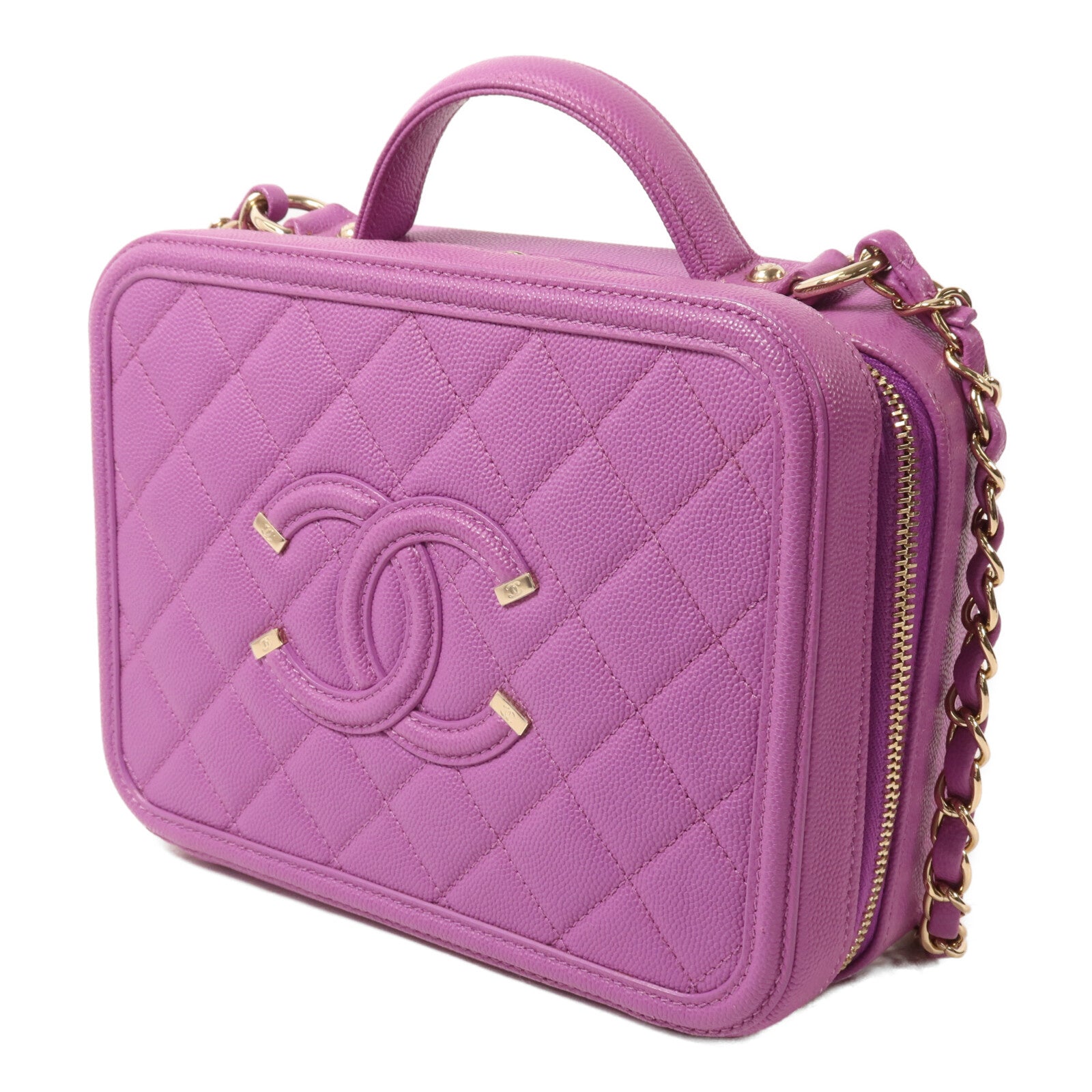 CHANEL 牛皮皮革Vanity Case鏈帶手挽肩背兩用袋