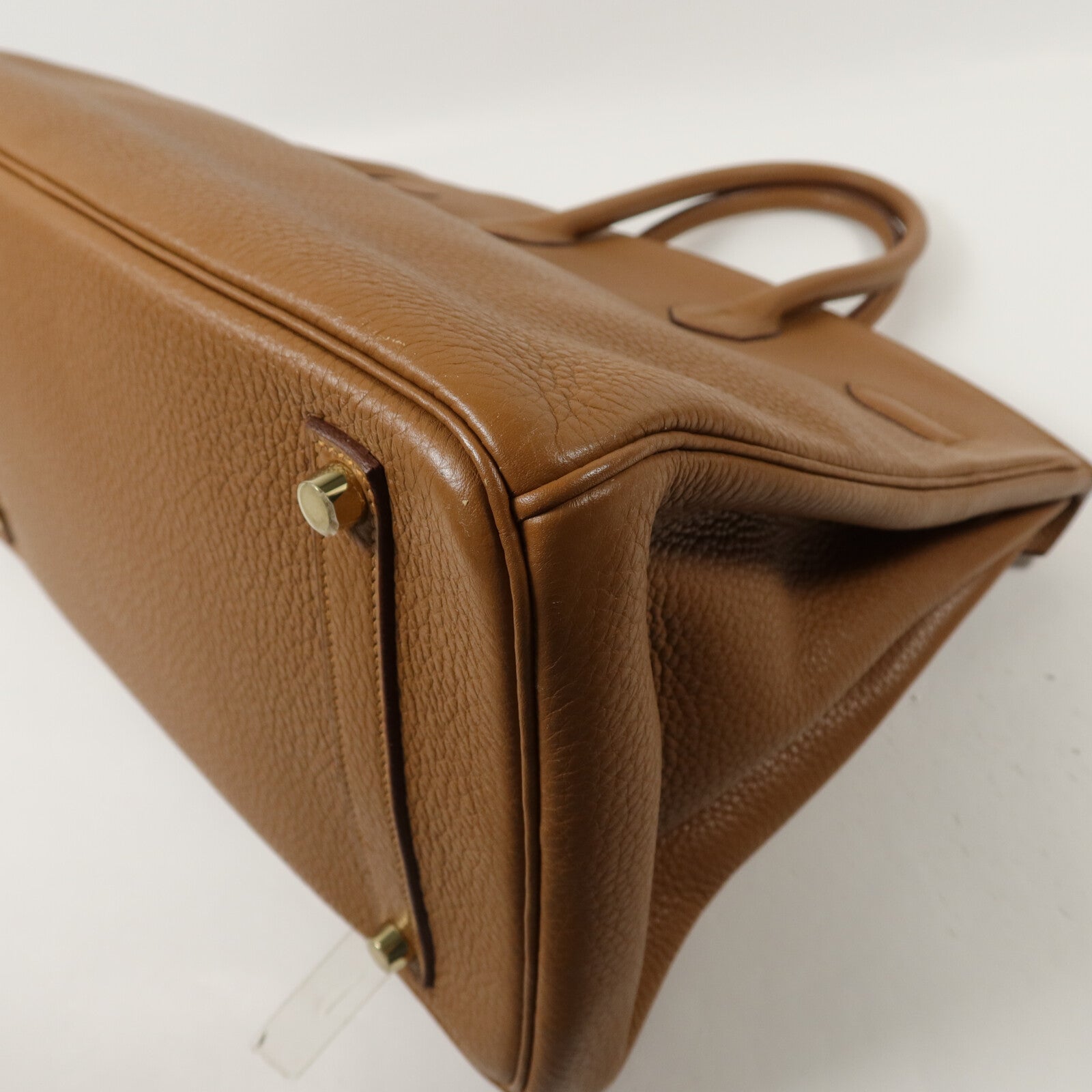 HERMES Clemence皮革/Lizard皮革Birkin 35手挽袋Gold/Marron