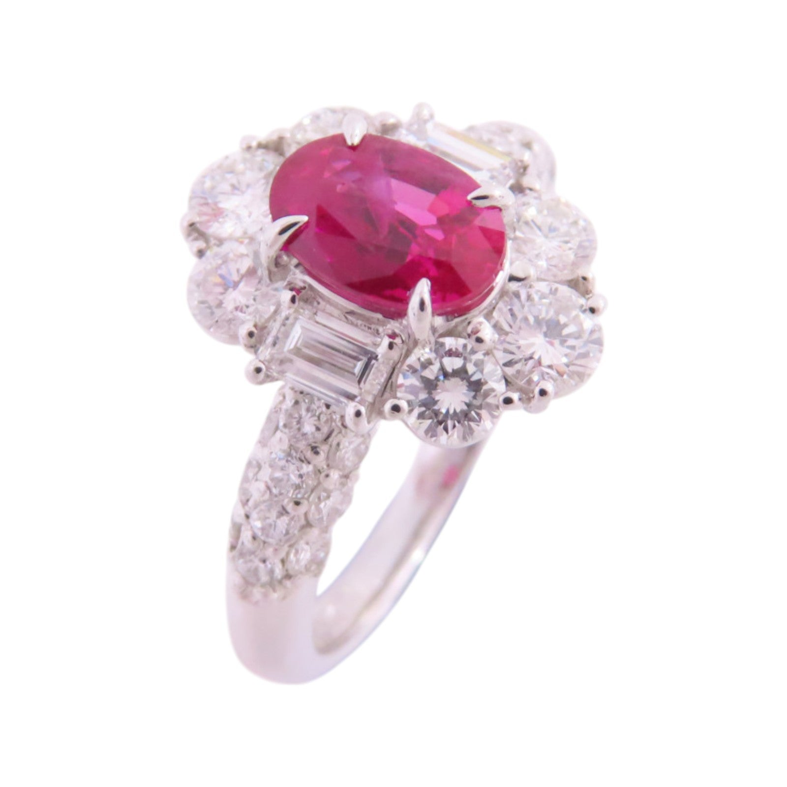 JEWELRY PT900鉑金/紅寶石/鑽石Ruby Diamond Ring戒指US#5.75