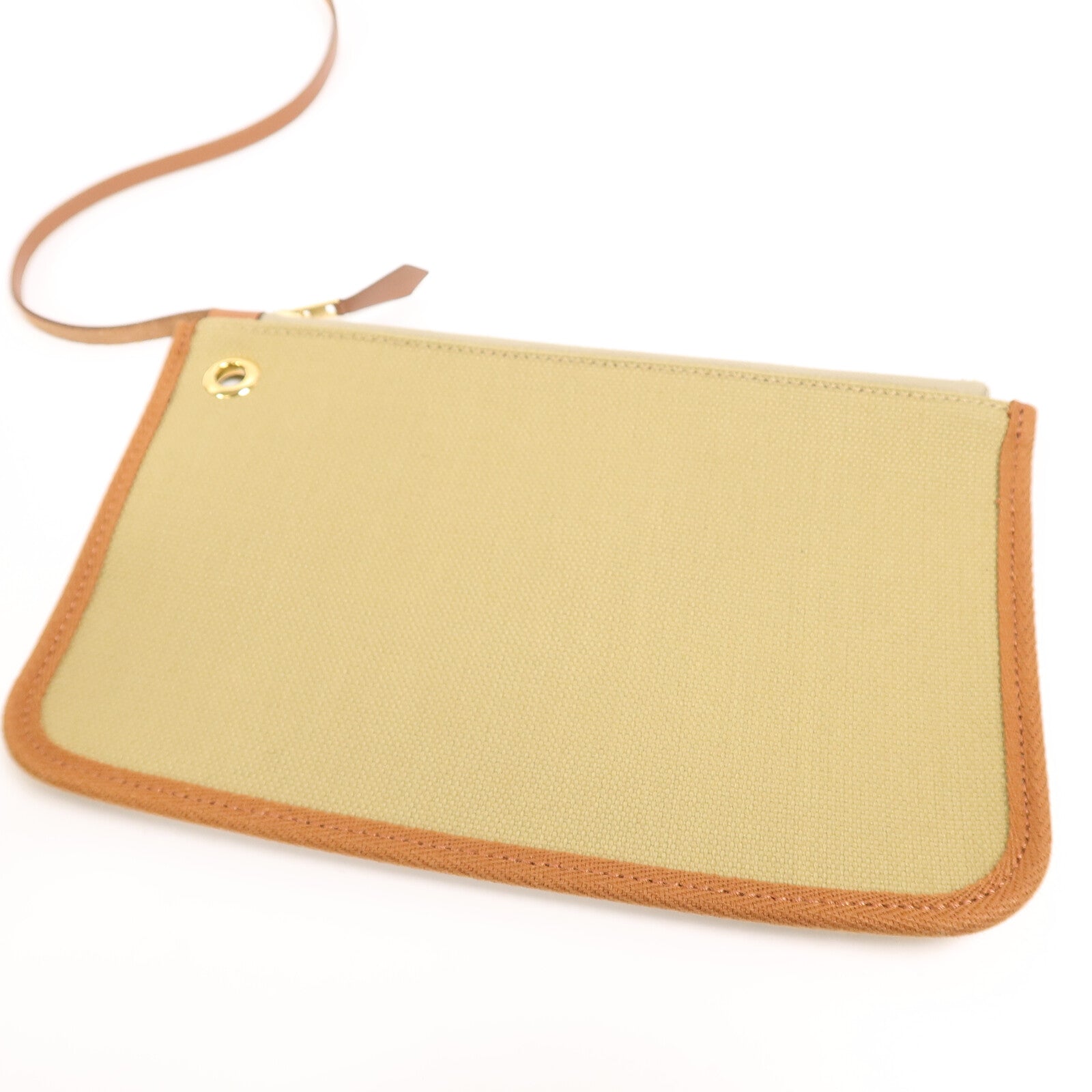 HERMES 帆布Herbag PM肩背袋Poussiere/Fauve