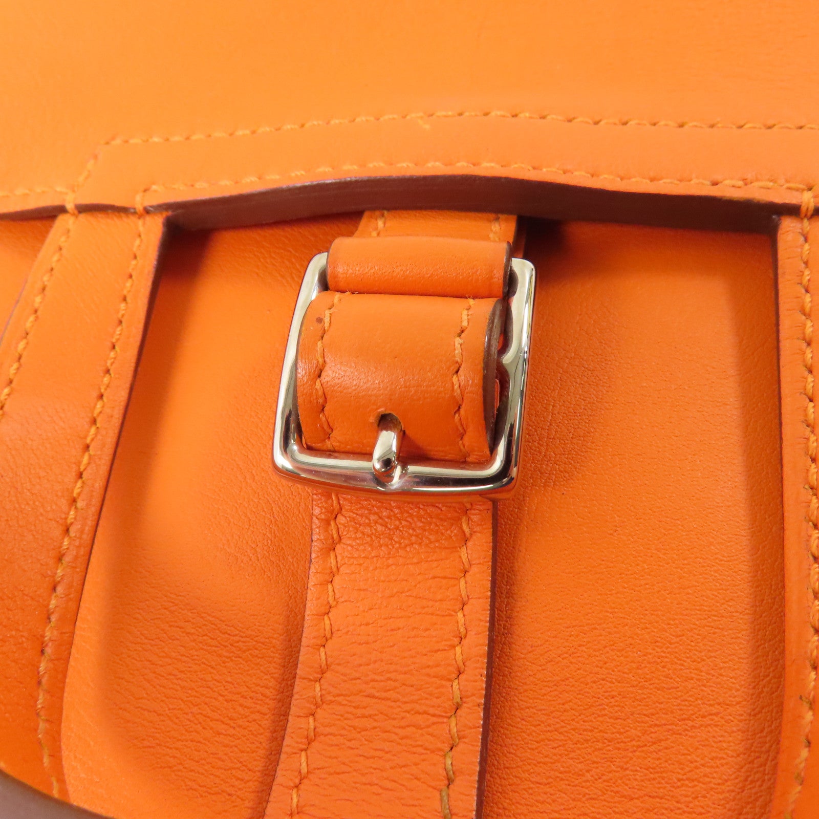 HERMES PHW Mini Halzan Shoulder Bag Swift Leather Oange