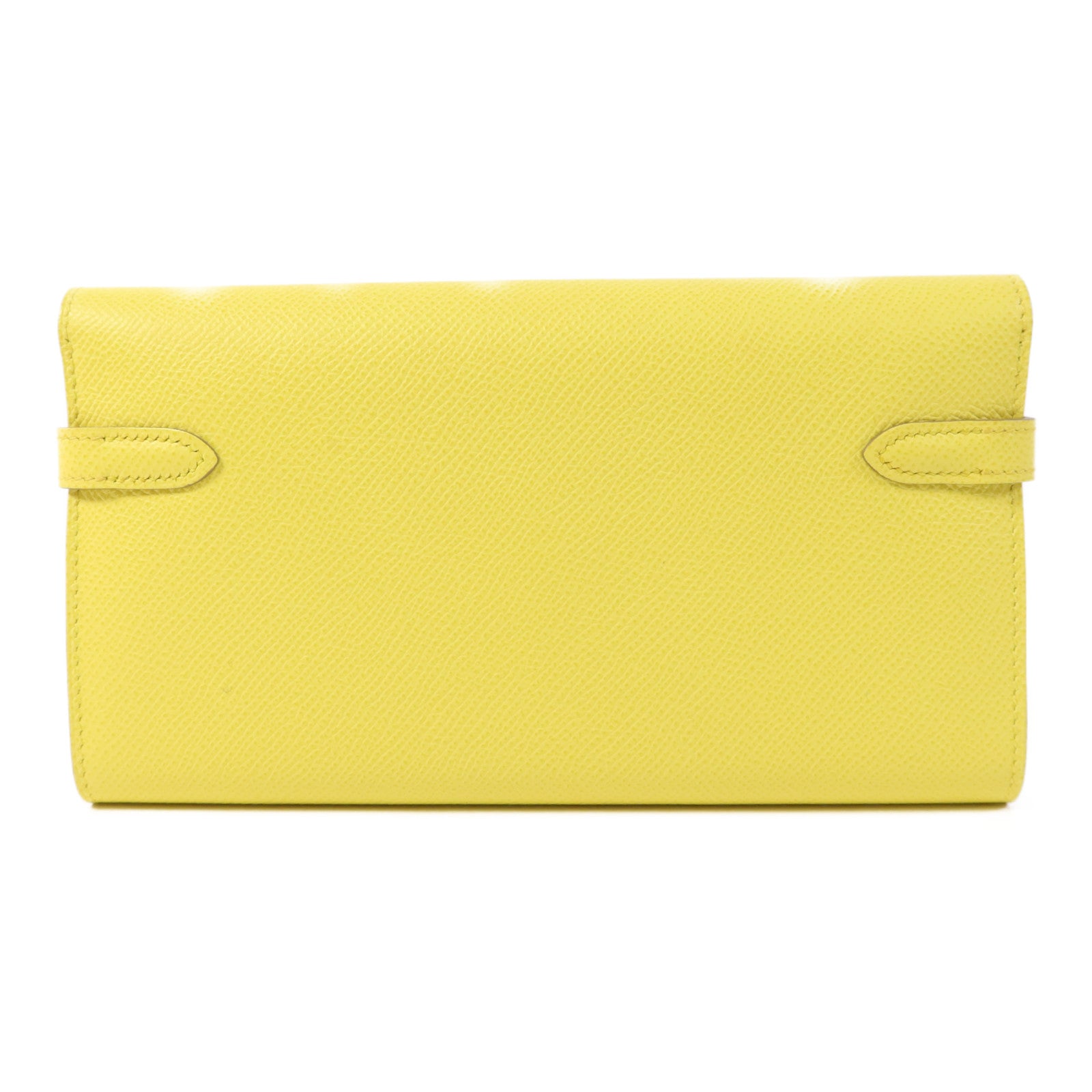 HERMES Epsom皮革Kelly Wallet金扣長錢包Soufre