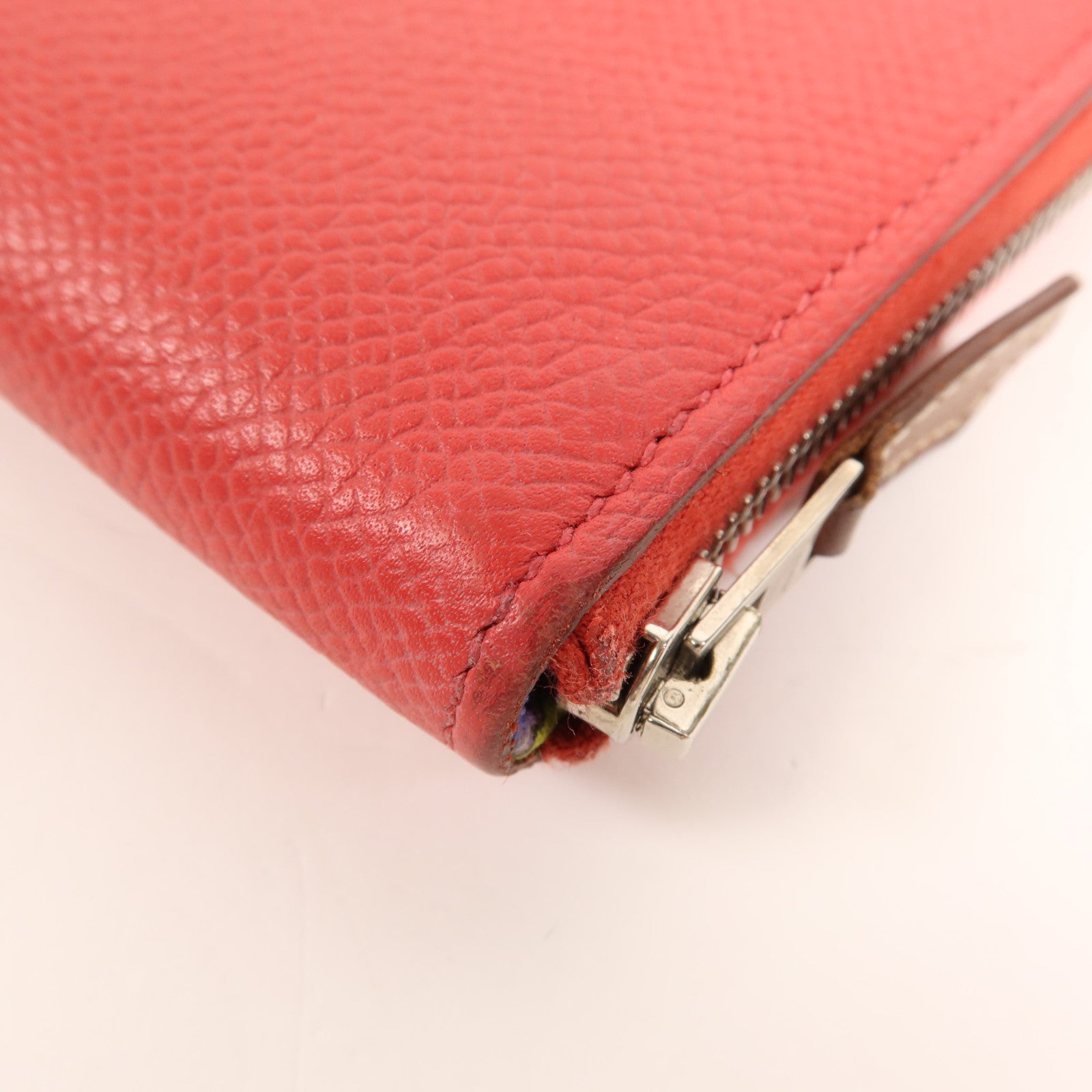 HERMES Epsom皮革Silk In Wallet銀扣錢包Bougainvillea