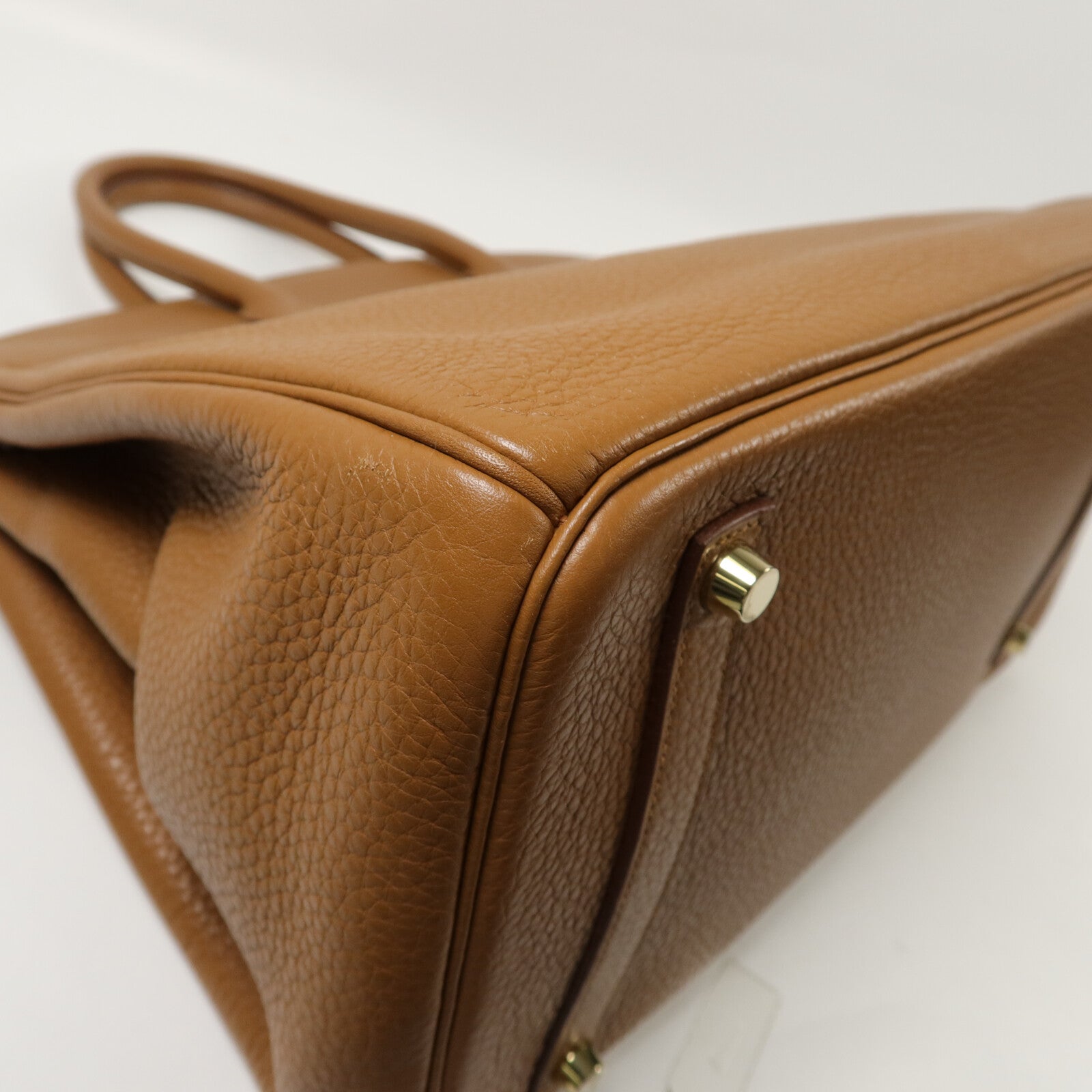 HERMES Clemence皮革/Lizard皮革Birkin 35手挽袋Gold/Marron