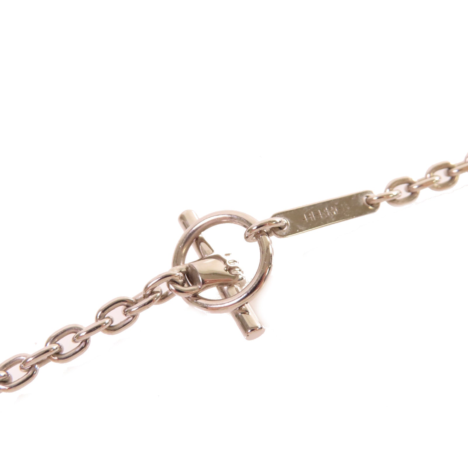 HERMES 金屬/琺瑯Cavalier Necklace銀扣項鏈黑色/銀色