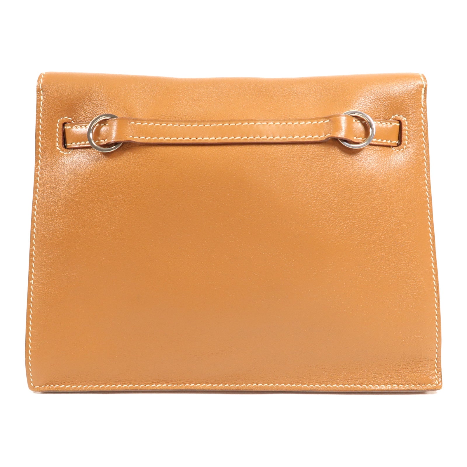 HERMES Swift皮革Kelly Danse銀扣肩背袋Gold