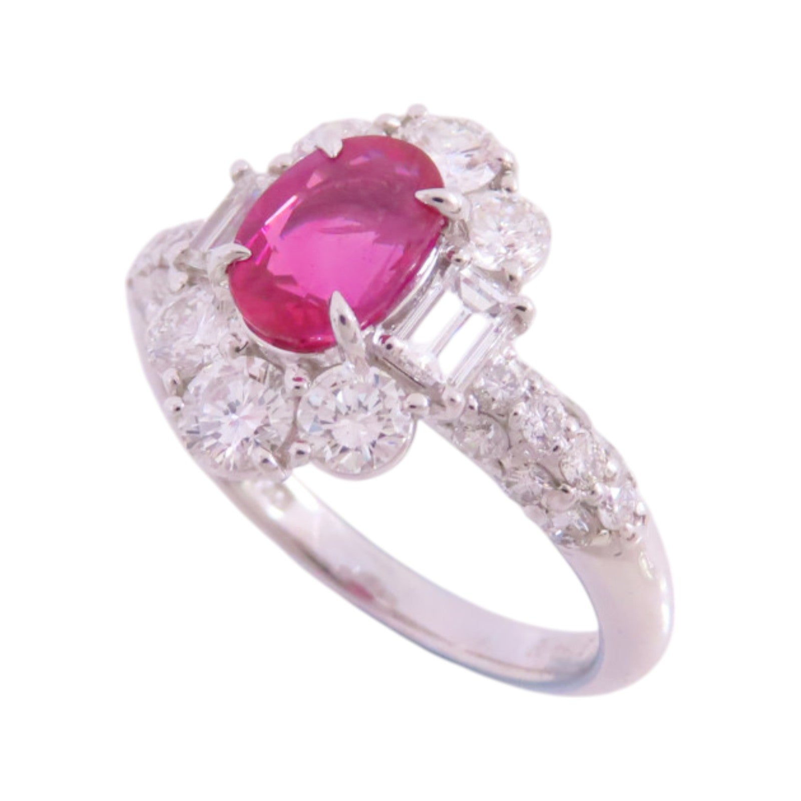 JEWELRY PT900鉑金/紅寶石/鑽石Ruby Diamond Ring戒指US#5.75