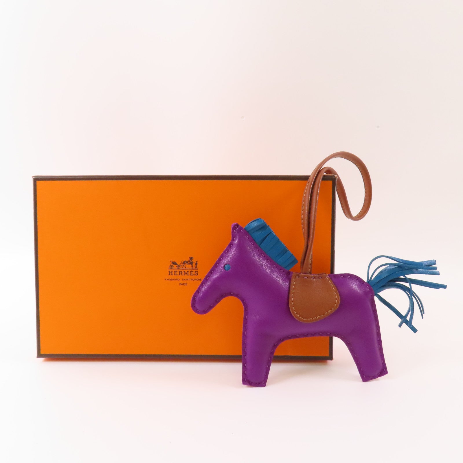 HERMES Rodeo MM Charm Milo Veau Swift Leather Anemone Purple Green Brown