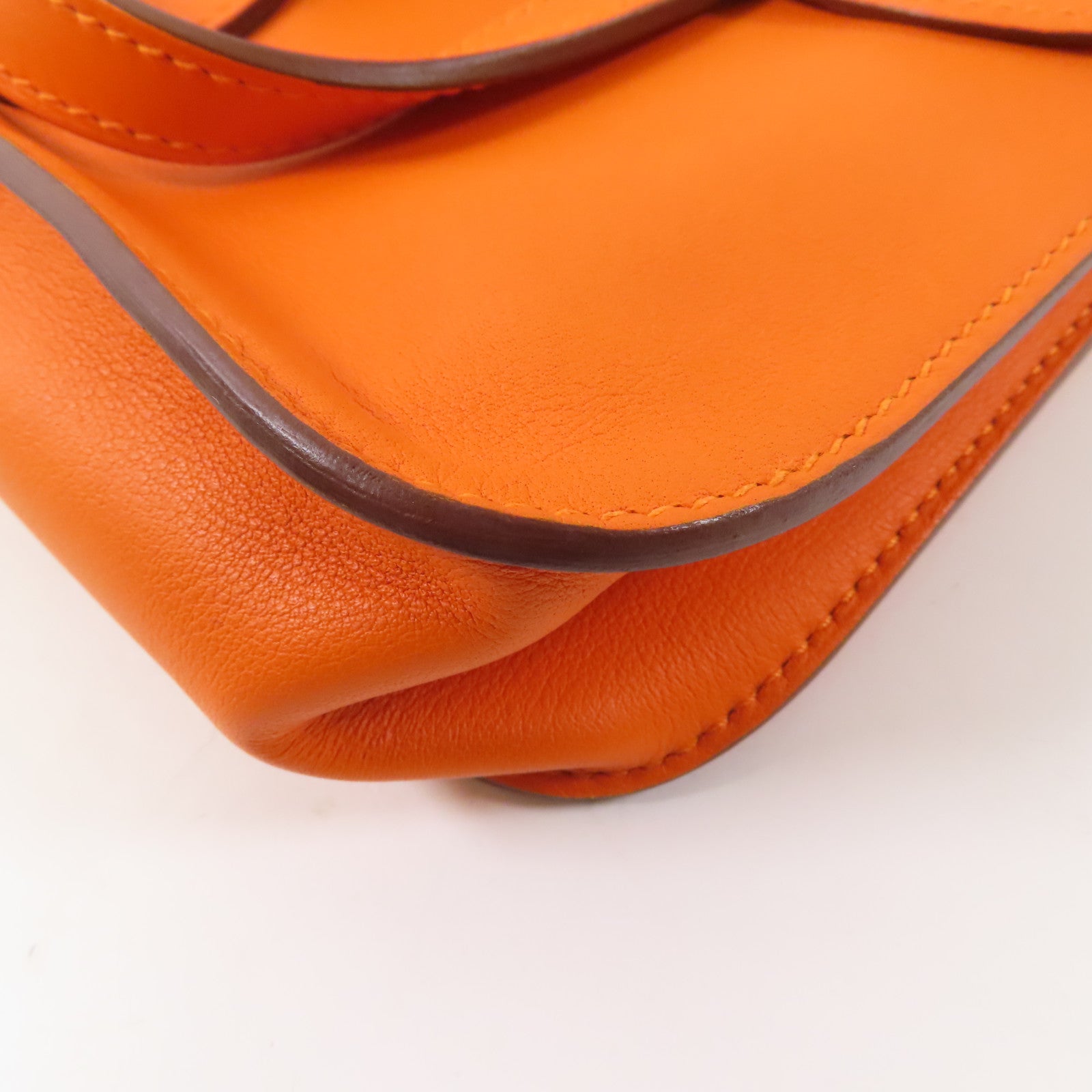 HERMES PHW Mini Halzan Shoulder Bag Swift Leather Oange