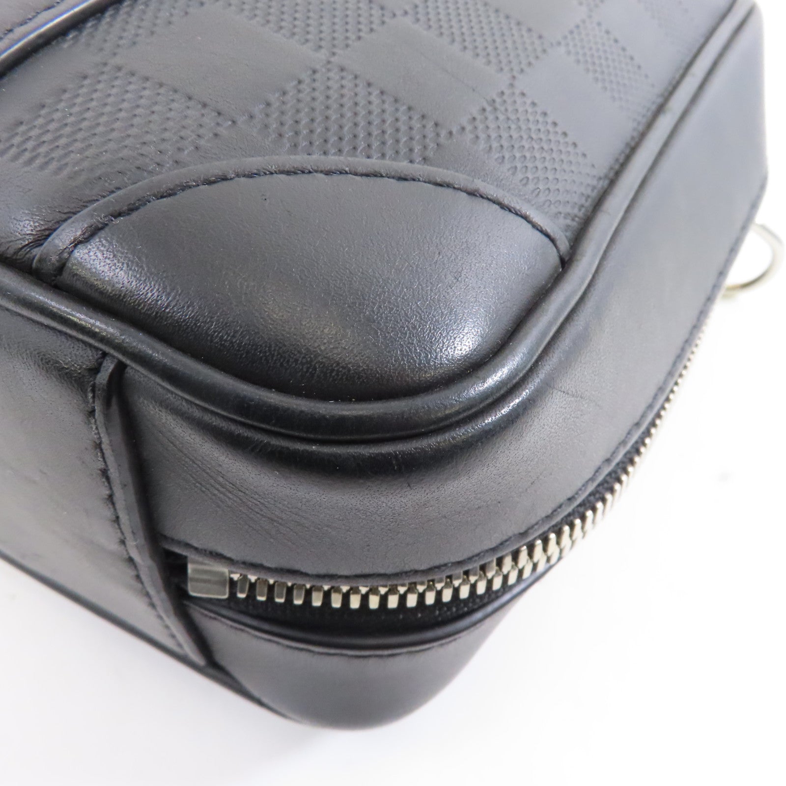 LOUIS VUITTON Damier Infini Sirius Messenger Bag銀扣肩背袋黑色