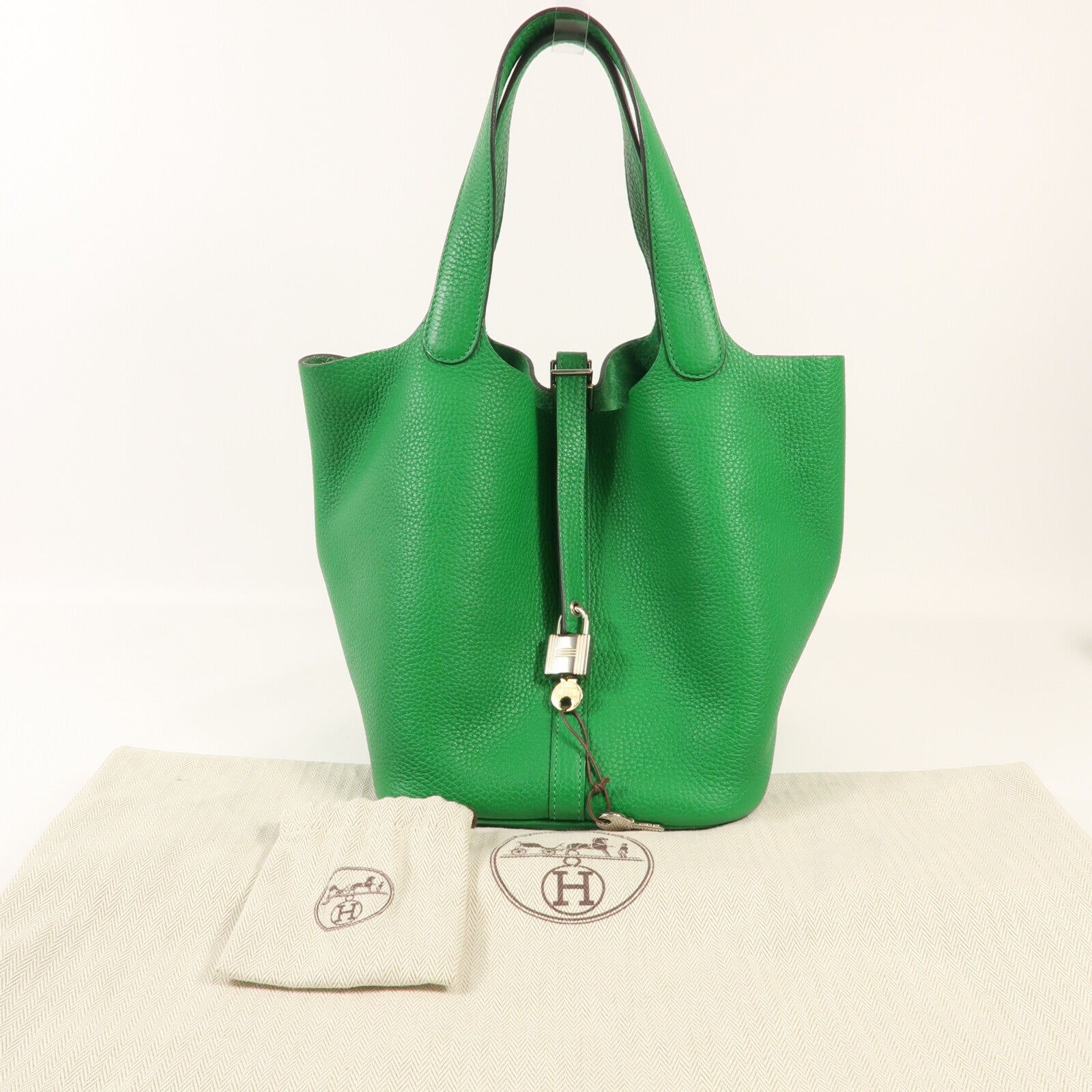 HERMES Clemence皮革Picotin MM銀扣手挽袋