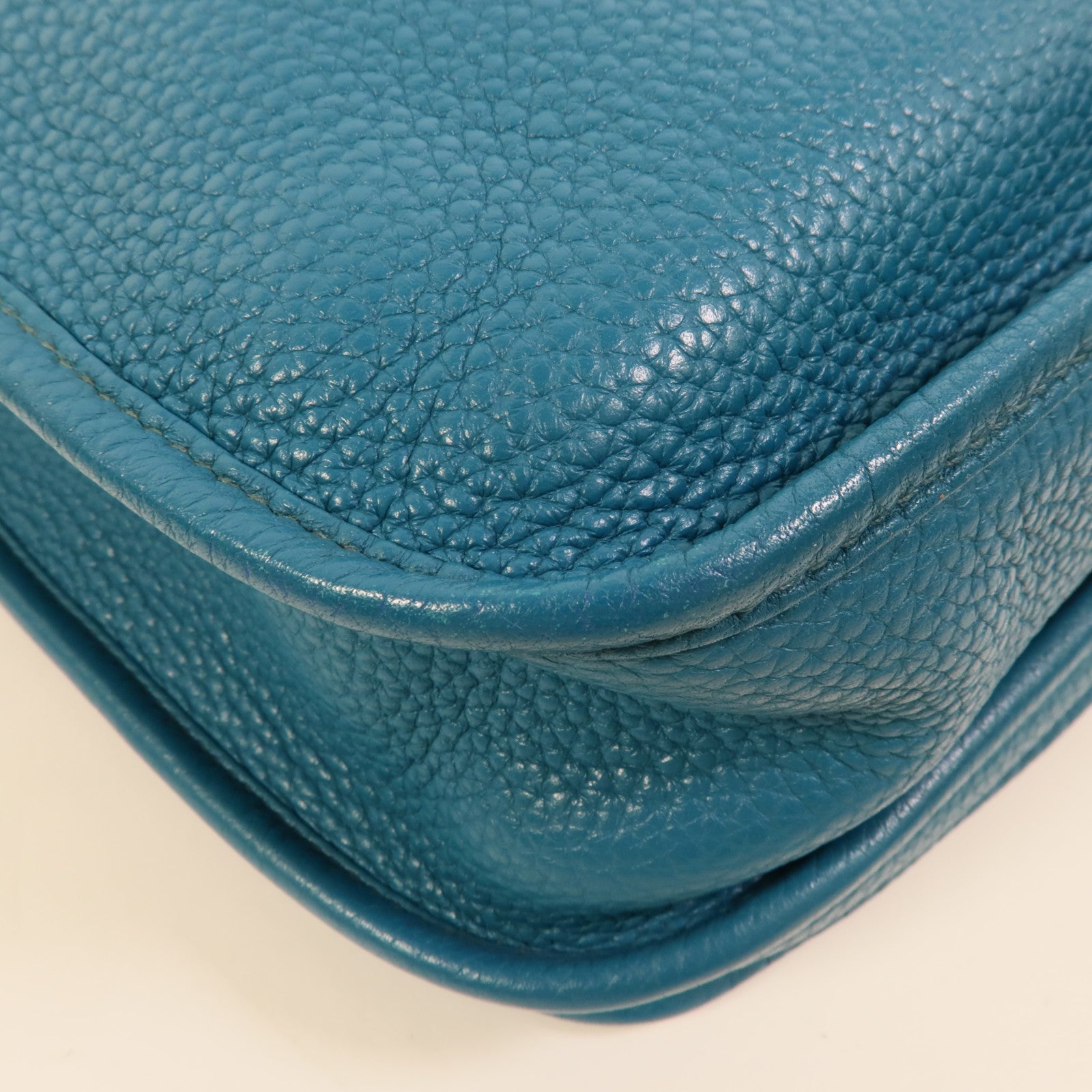 HERMES Clemence皮革Evelyne GM肩背袋Turquoise
