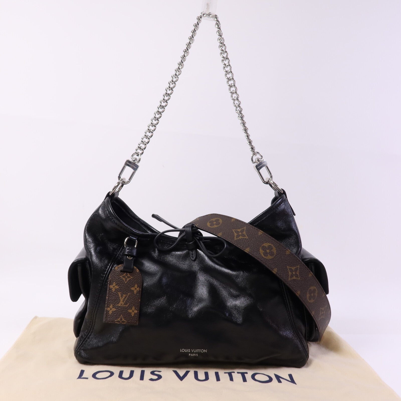LOUIS VUITTON 羊皮皮革Carry All Vibe PM銀扣手挽肩背兩用袋