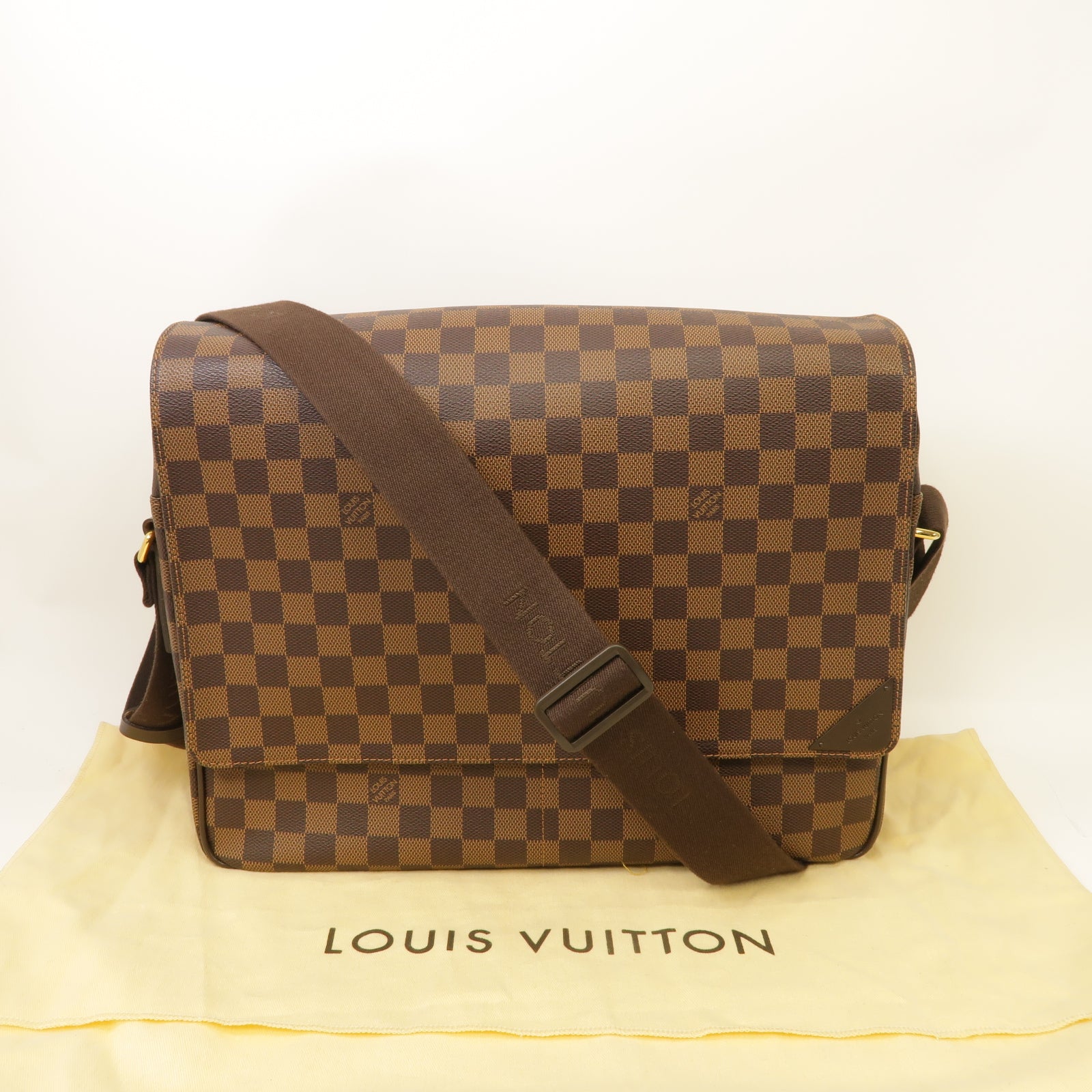LOUIS VUITTON 【激減優惠】Damier Shelton GM金扣肩背袋啡色