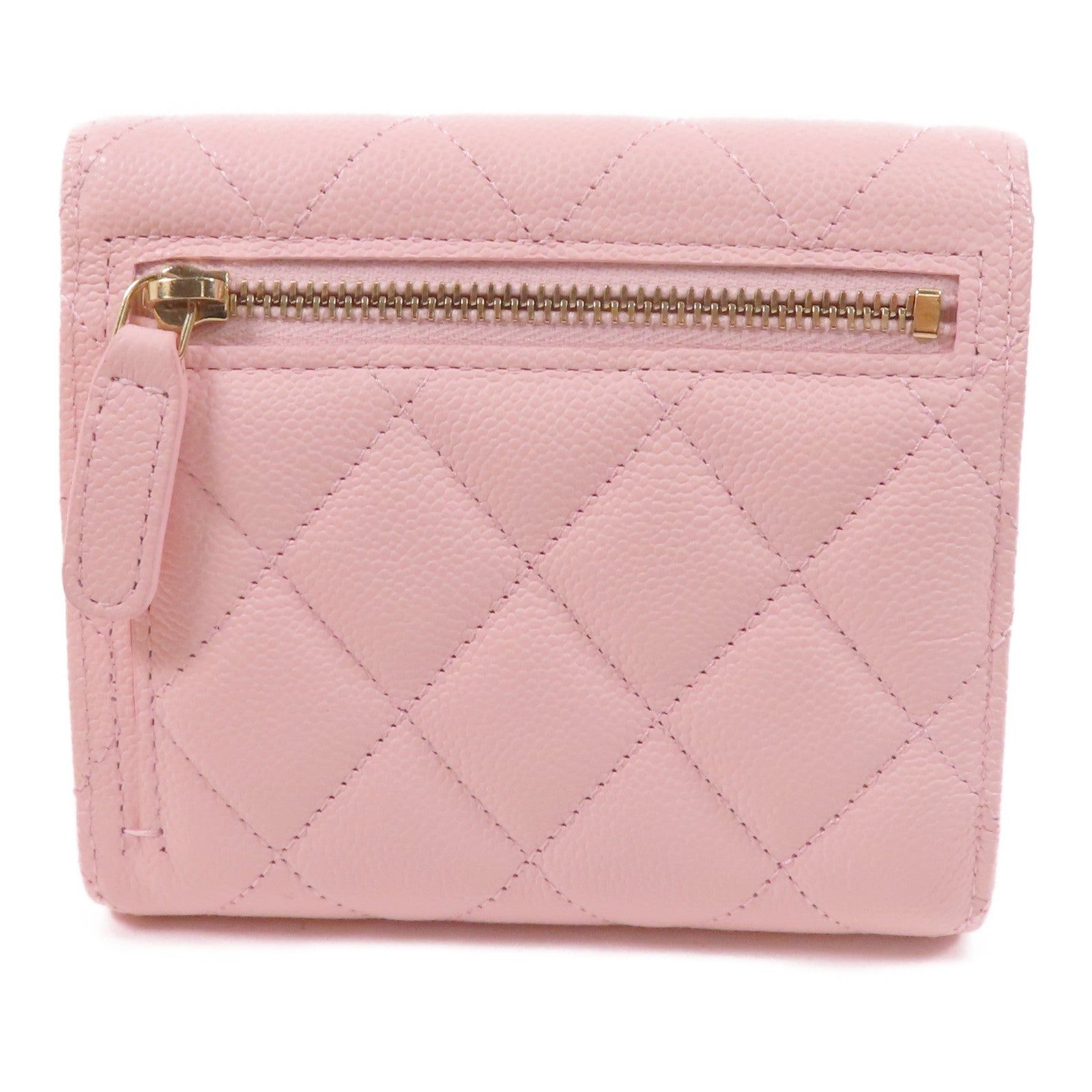 CHANEL 牛皮皮革Compact Flap Wallet金扣短錢包