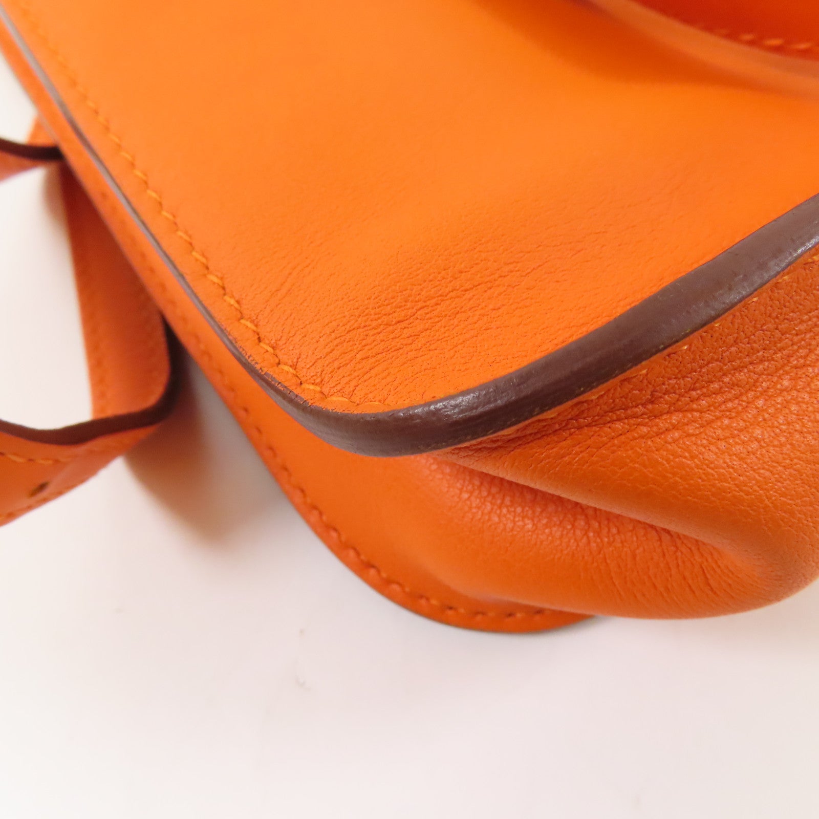 HERMES PHW Mini Halzan Shoulder Bag Swift Leather Oange