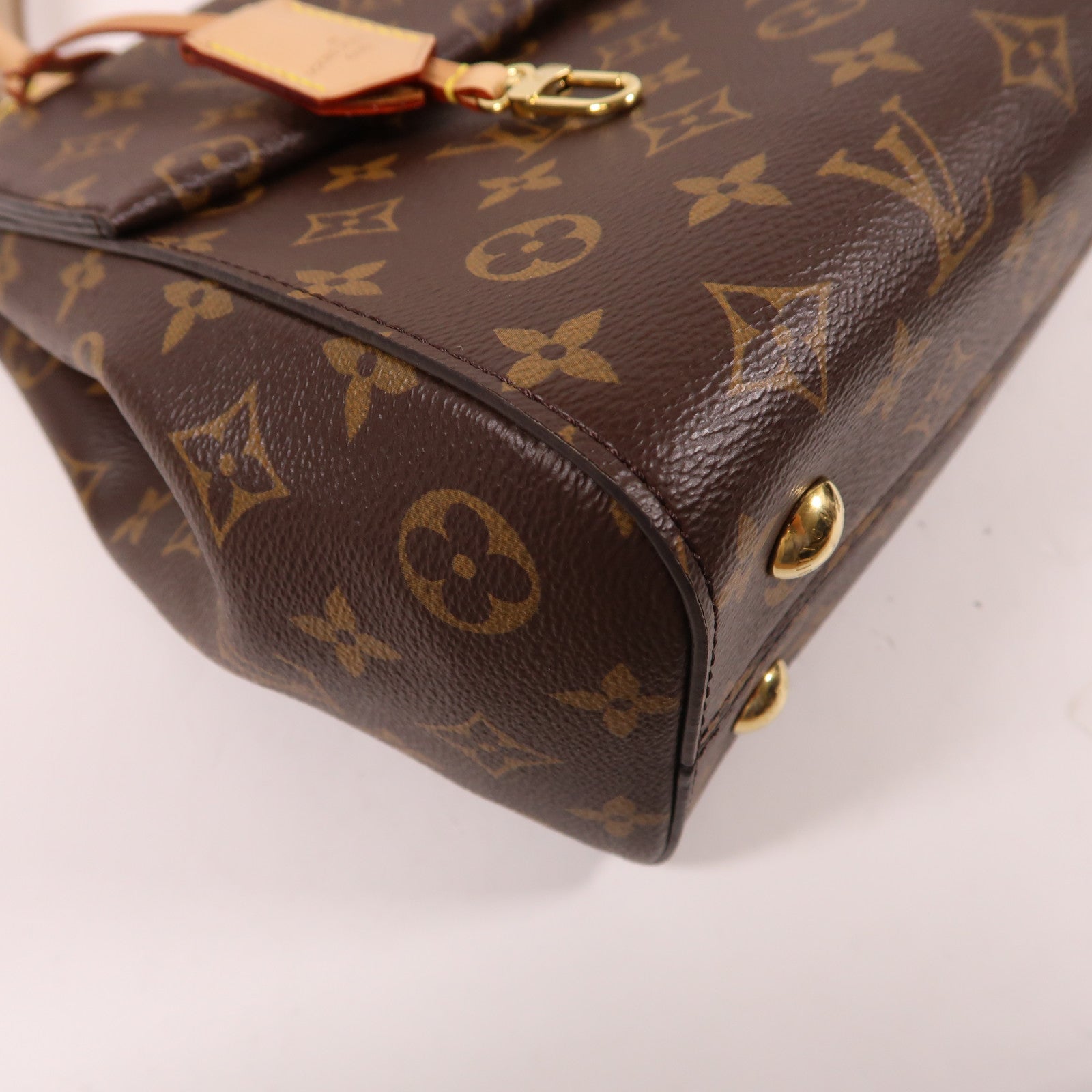 LOUIS VUITTON Monogram Cluny MM Bag金扣手挽袋棕色