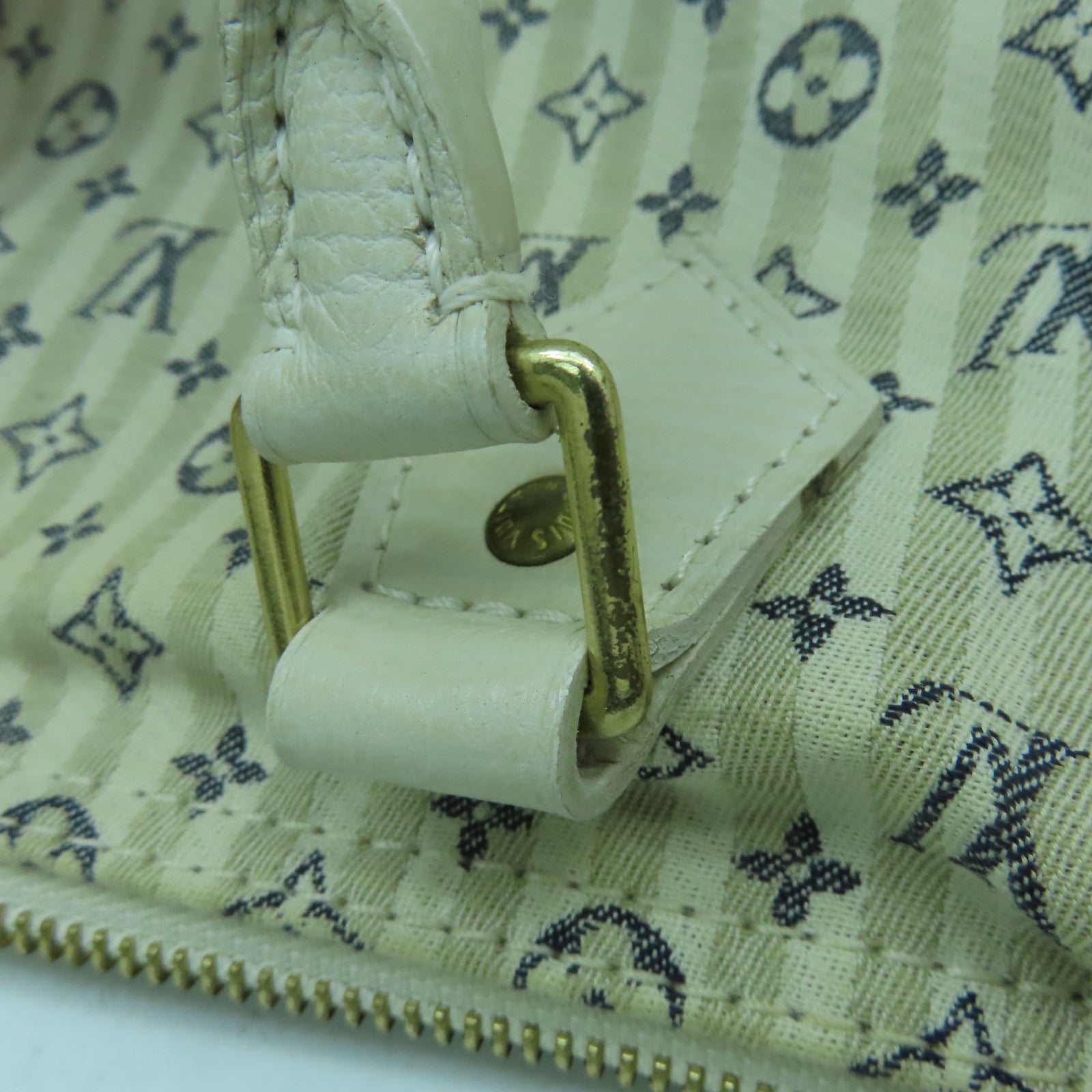 LOUIS VUITTON Monogram Mini Speedy 30金扣手挽袋白色