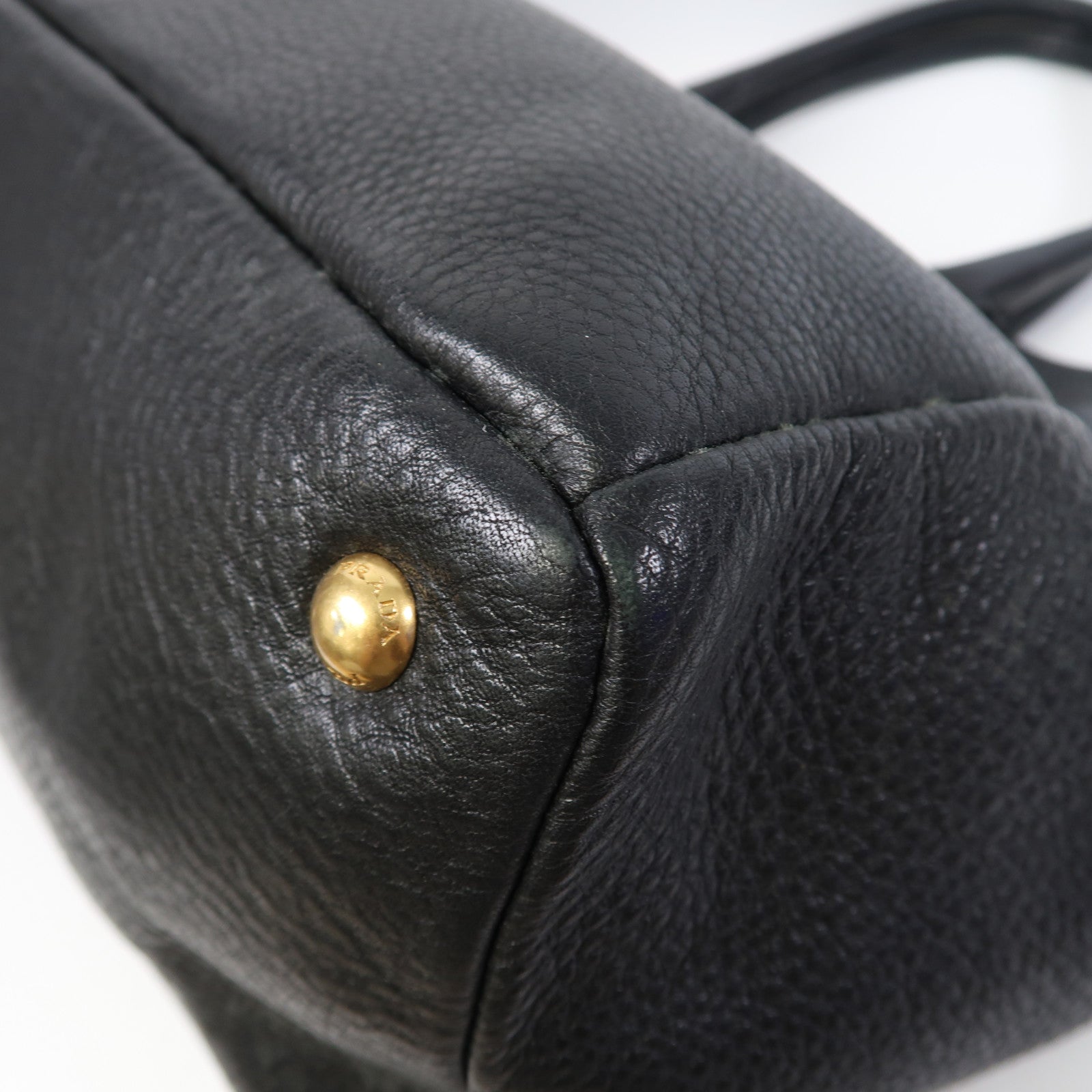 PRADA 牛皮皮革2 Way Shoulder Bag金扣手挽肩背兩用袋黑色
