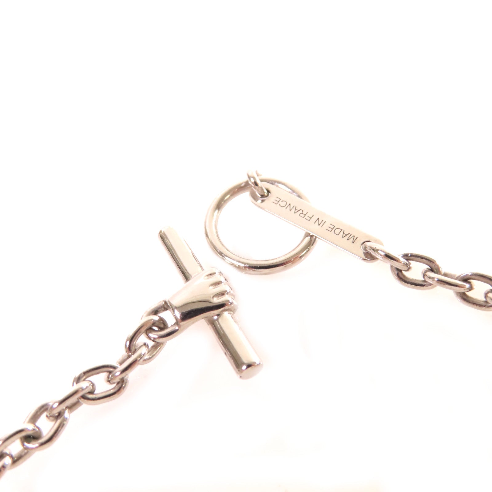 HERMES 金屬/琺瑯Cavalier Necklace銀扣項鏈黑色/銀色