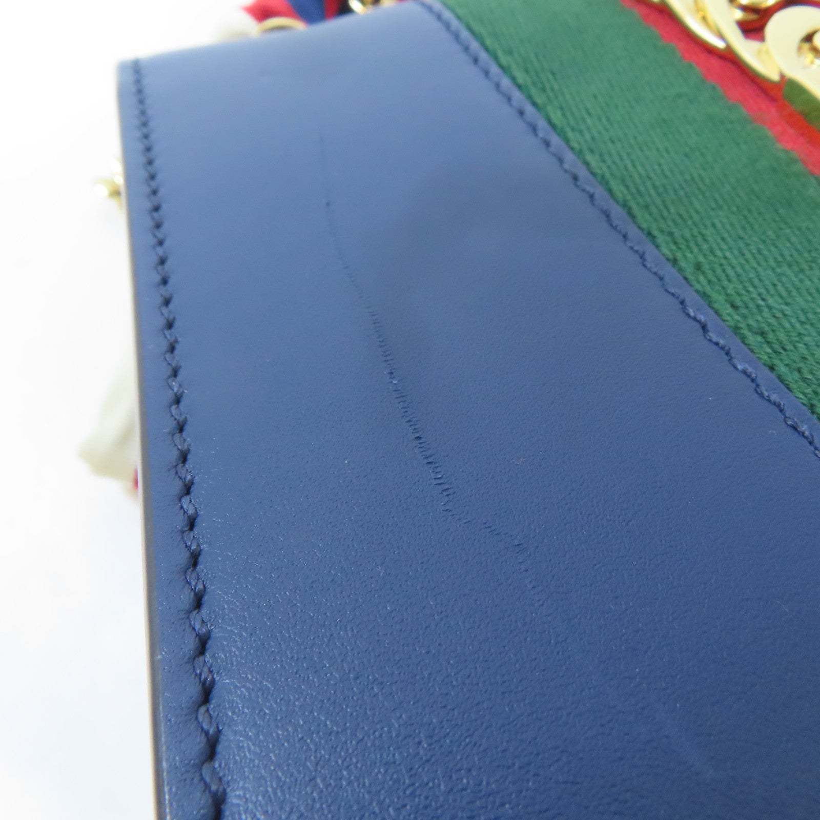 GUCCI 【激減優惠】牛皮皮革Sylvie Mini Bag金扣鏈帶肩背袋藍色