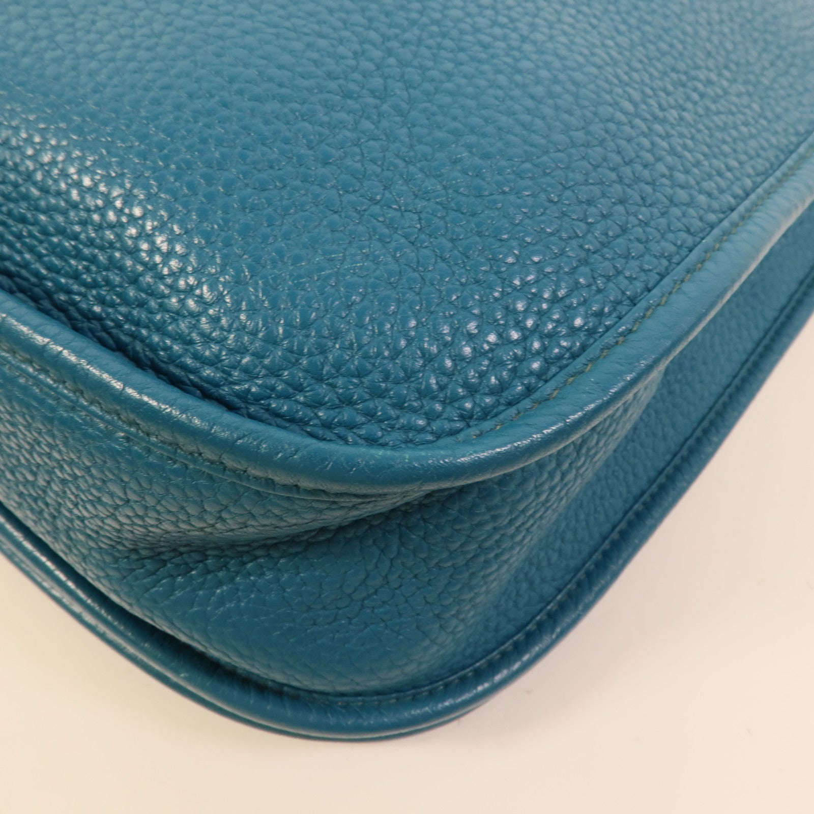 HERMES Clemence皮革Evelyne GM肩背袋Turquoise
