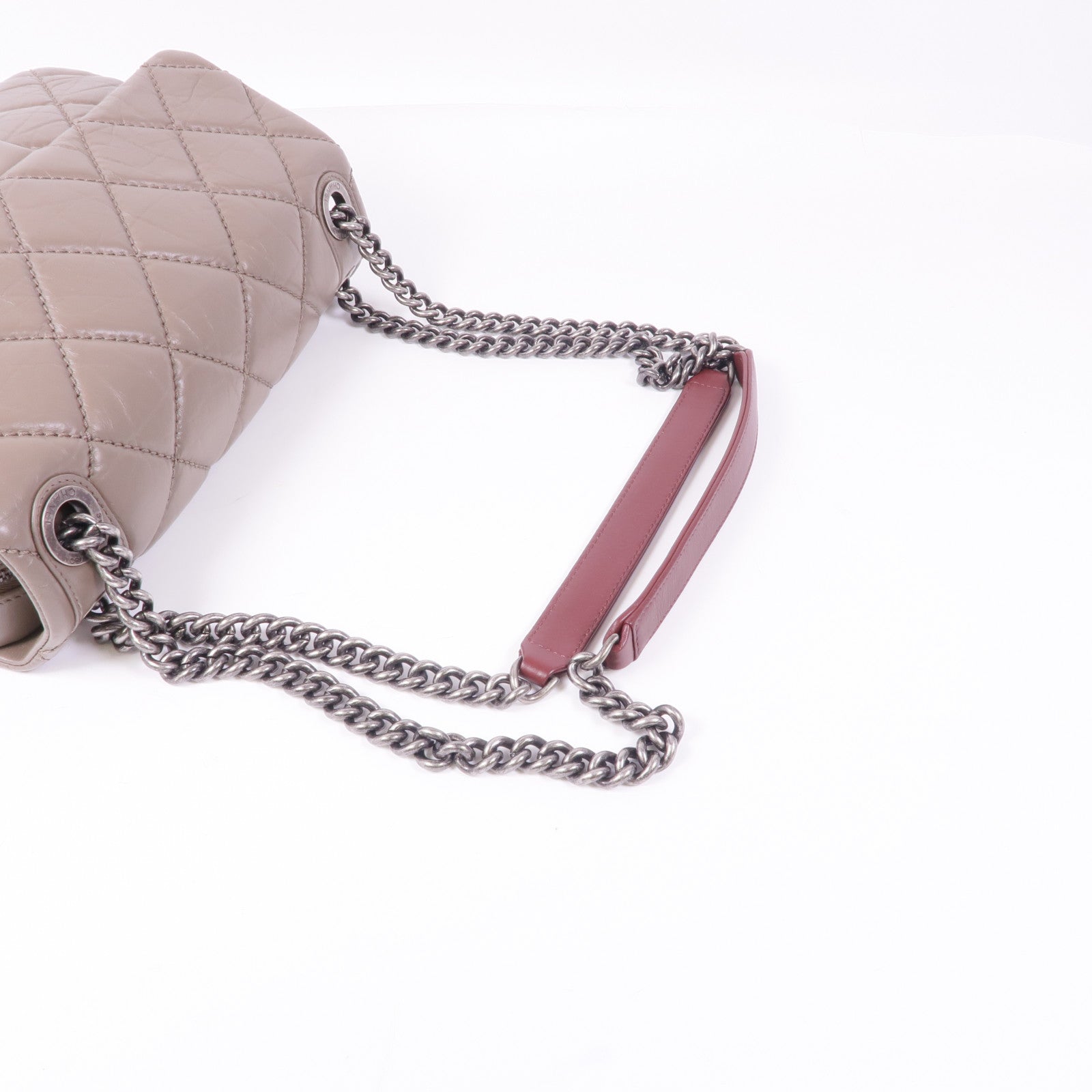 CHANEL 羊皮皮革Chain Shoulder銀扣鏈帶肩背袋