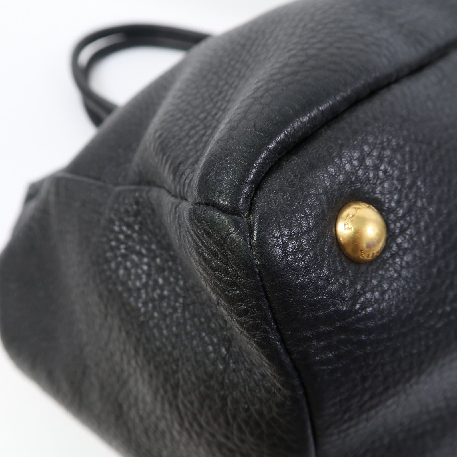 PRADA 牛皮皮革2 Way Shoulder Bag金扣手挽肩背兩用袋黑色