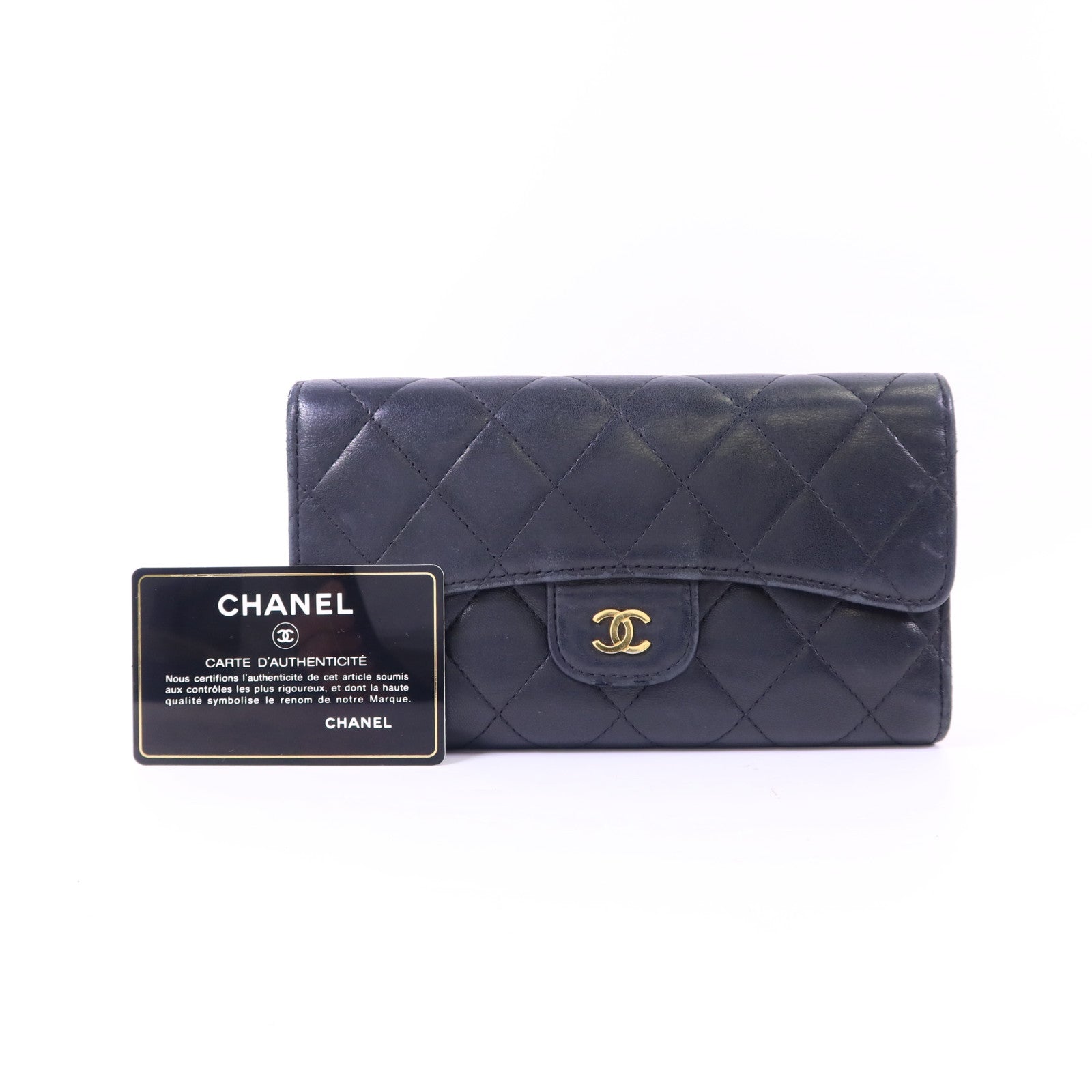 CHANEL 【激減優惠】羊皮皮革Long Wallet金扣長錢包