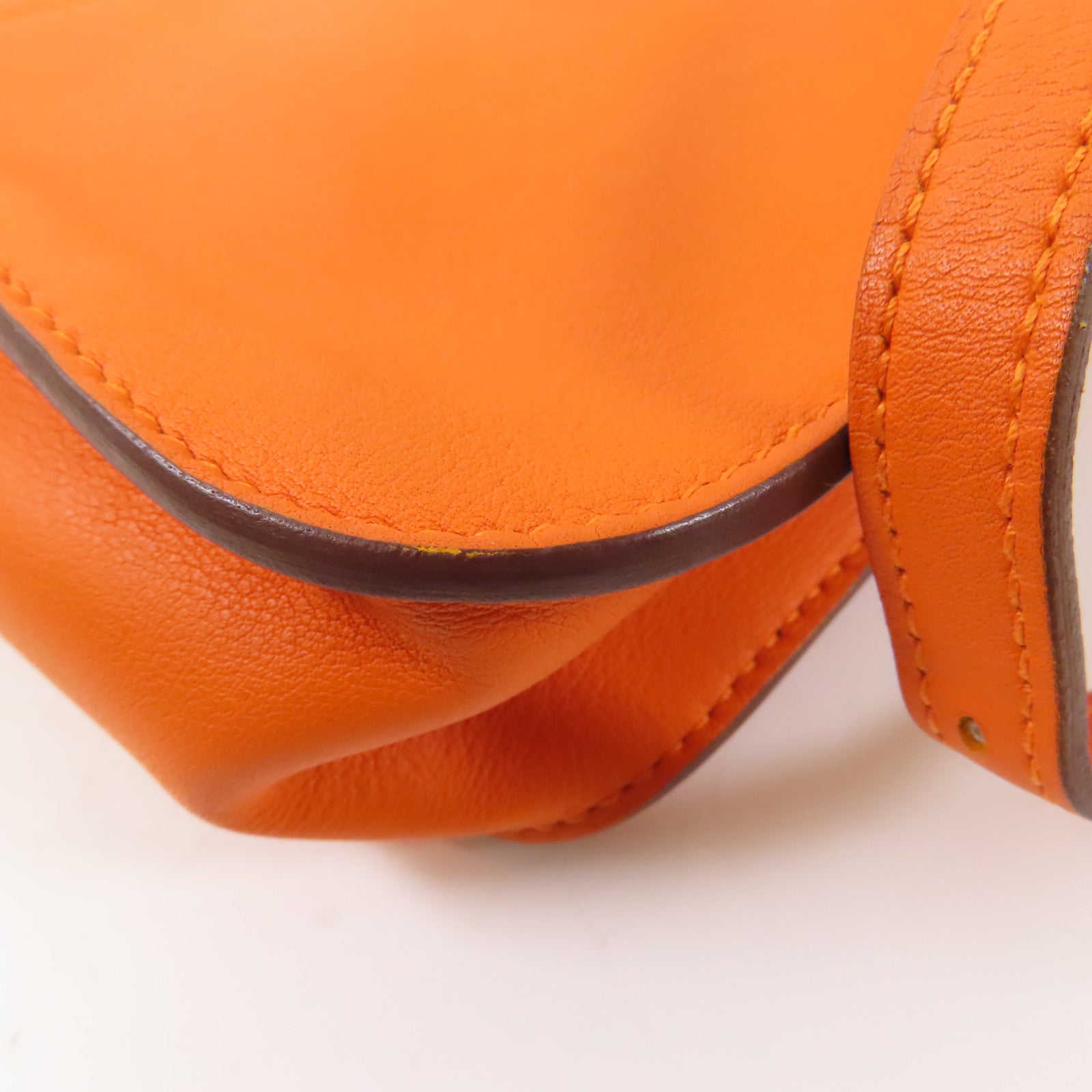 HERMES PHW Mini Halzan Shoulder Bag Swift Leather Oange