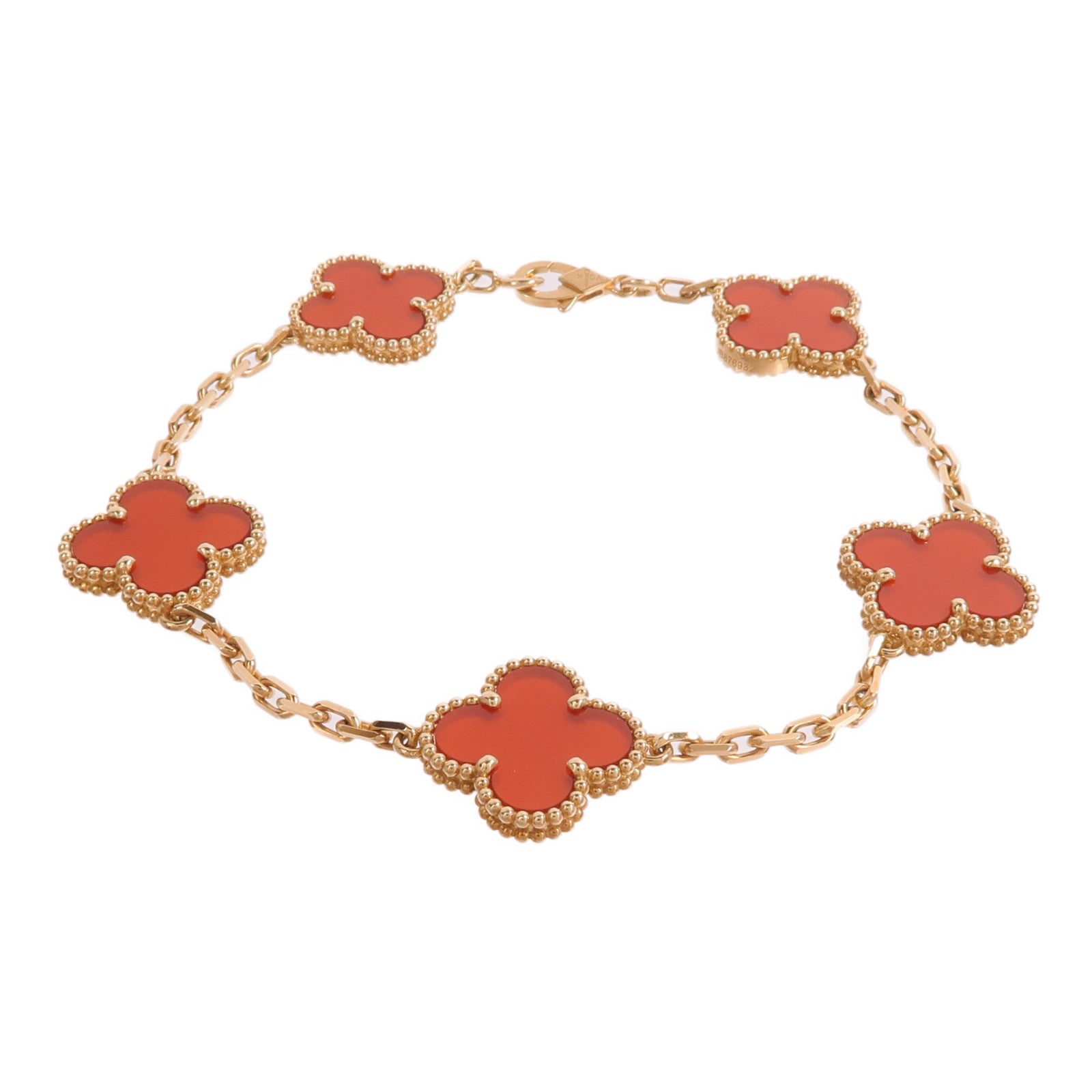 Van Cleef & Arpels 18K黃金Vintage Alhambra Bracelet紅玉髓手鏈