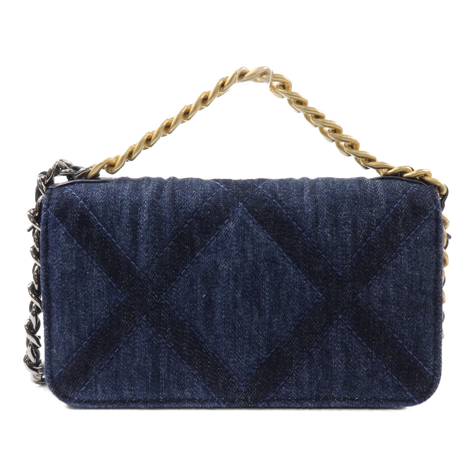 CHANEL 牛仔布19 Wallet On Chain鏈帶手挽肩背兩用袋