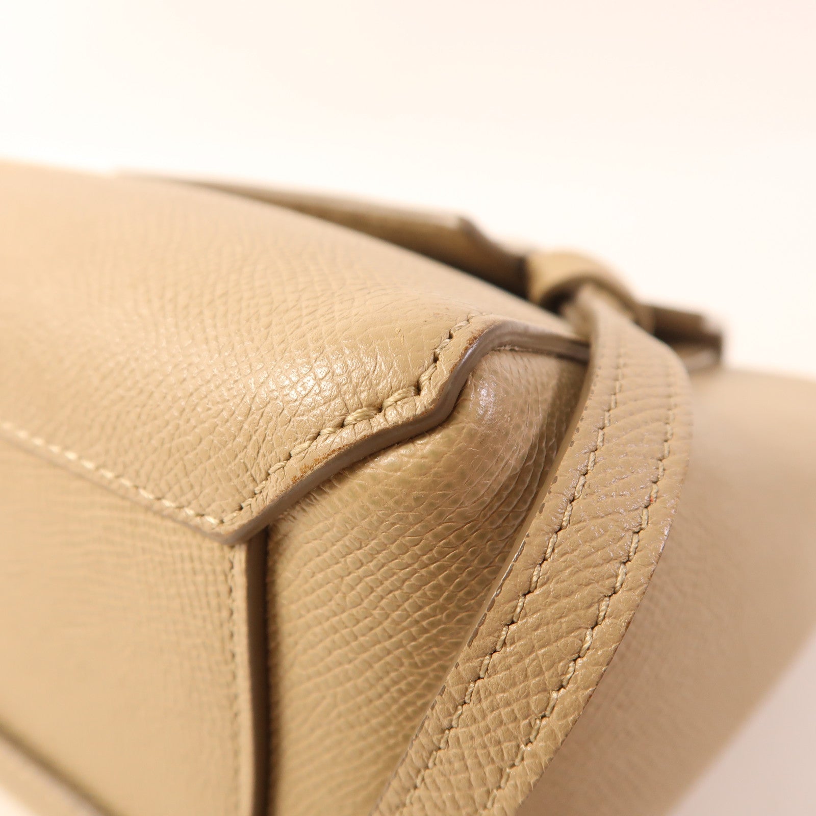 CELINE GHW Nano Belt Bag 2 Way Shoulder Bag Handbag Calfskin Leather Beige