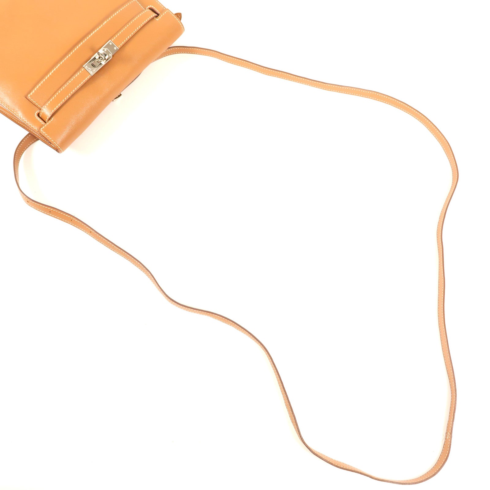 HERMES Swift皮革Kelly Danse銀扣肩背袋Gold