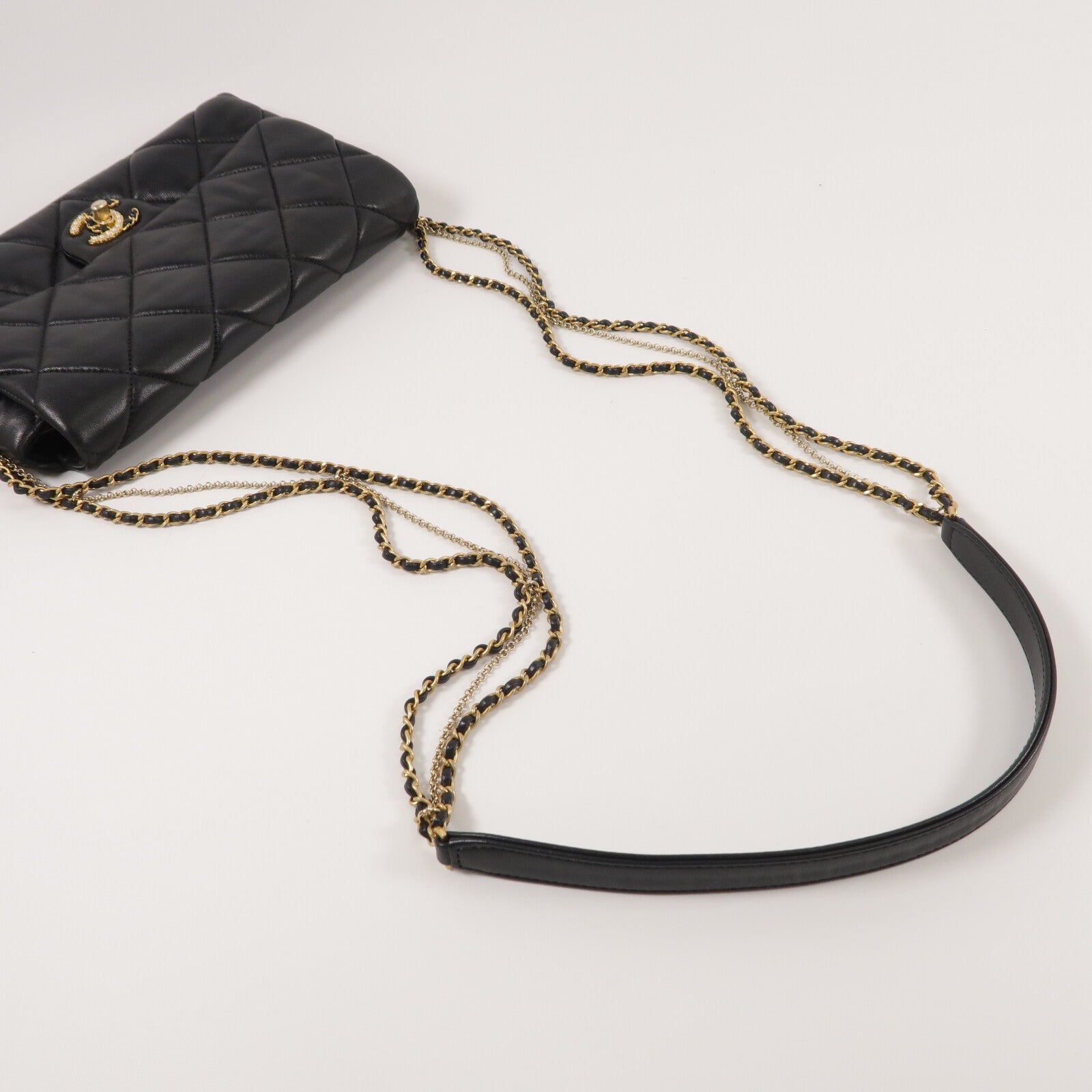 CHANEL 羊皮皮革Flap Bag鏈帶肩背袋