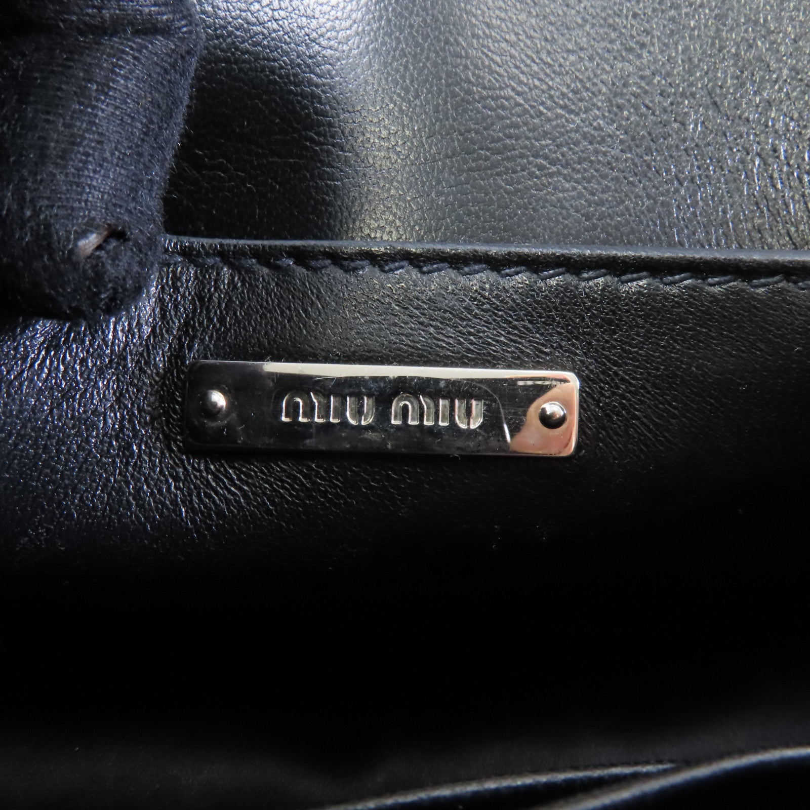 Miu Miu 羊皮皮革Chain Shoulder Bag銀扣鏈帶肩背袋黑色