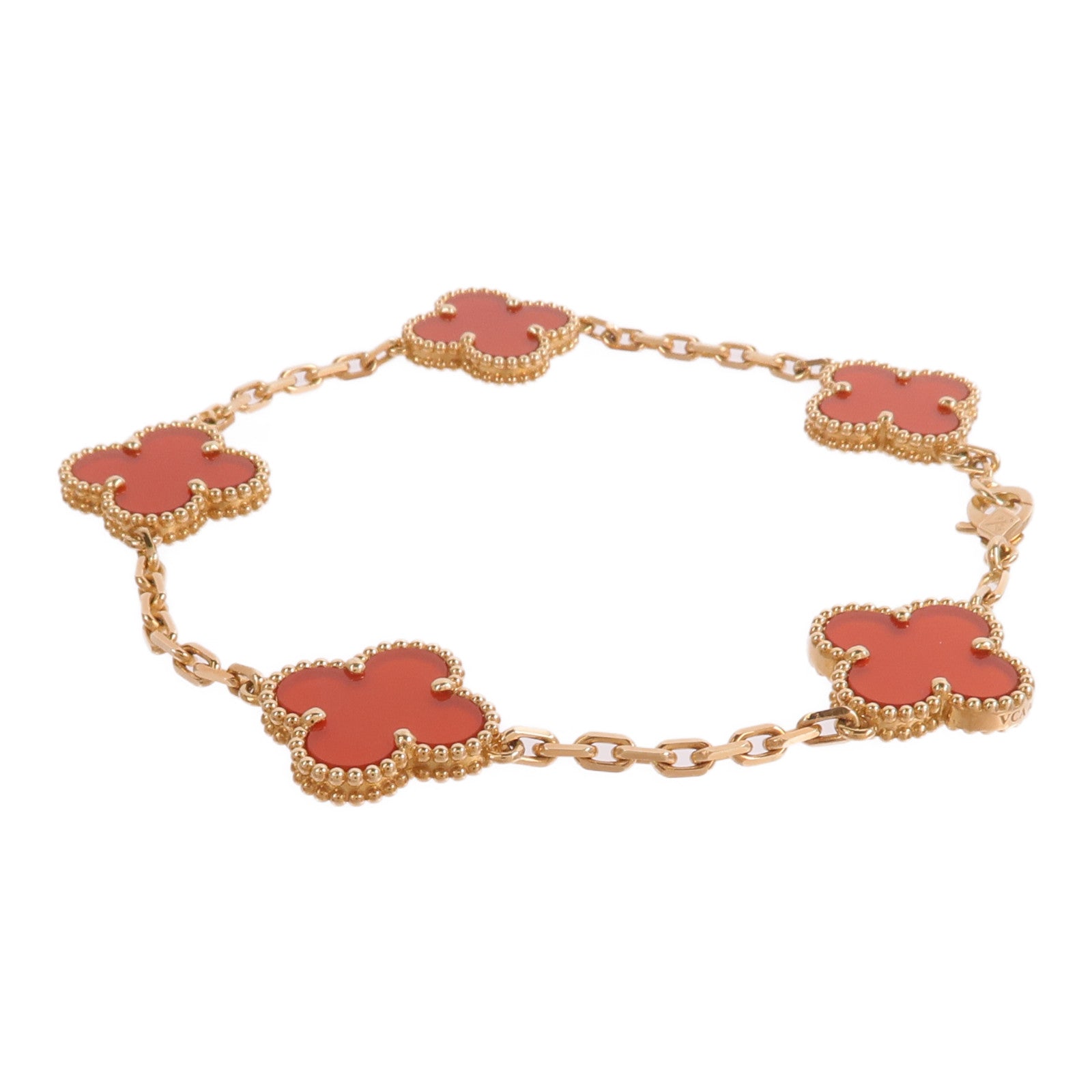 Van Cleef & Arpels 18K黃金Vintage Alhambra Bracelet紅玉髓手鏈
