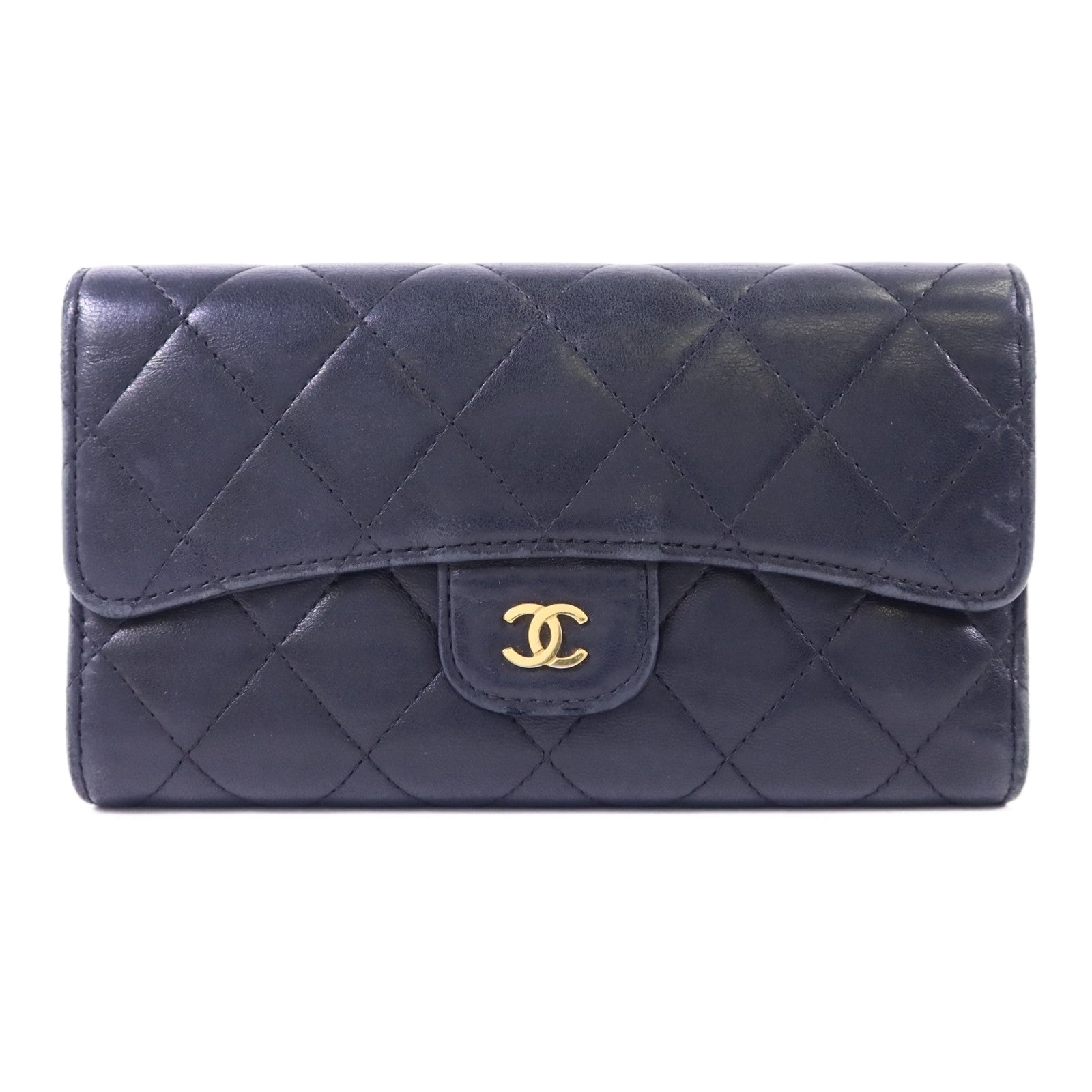 CHANEL 【激減優惠】羊皮皮革Long Wallet金扣長錢包