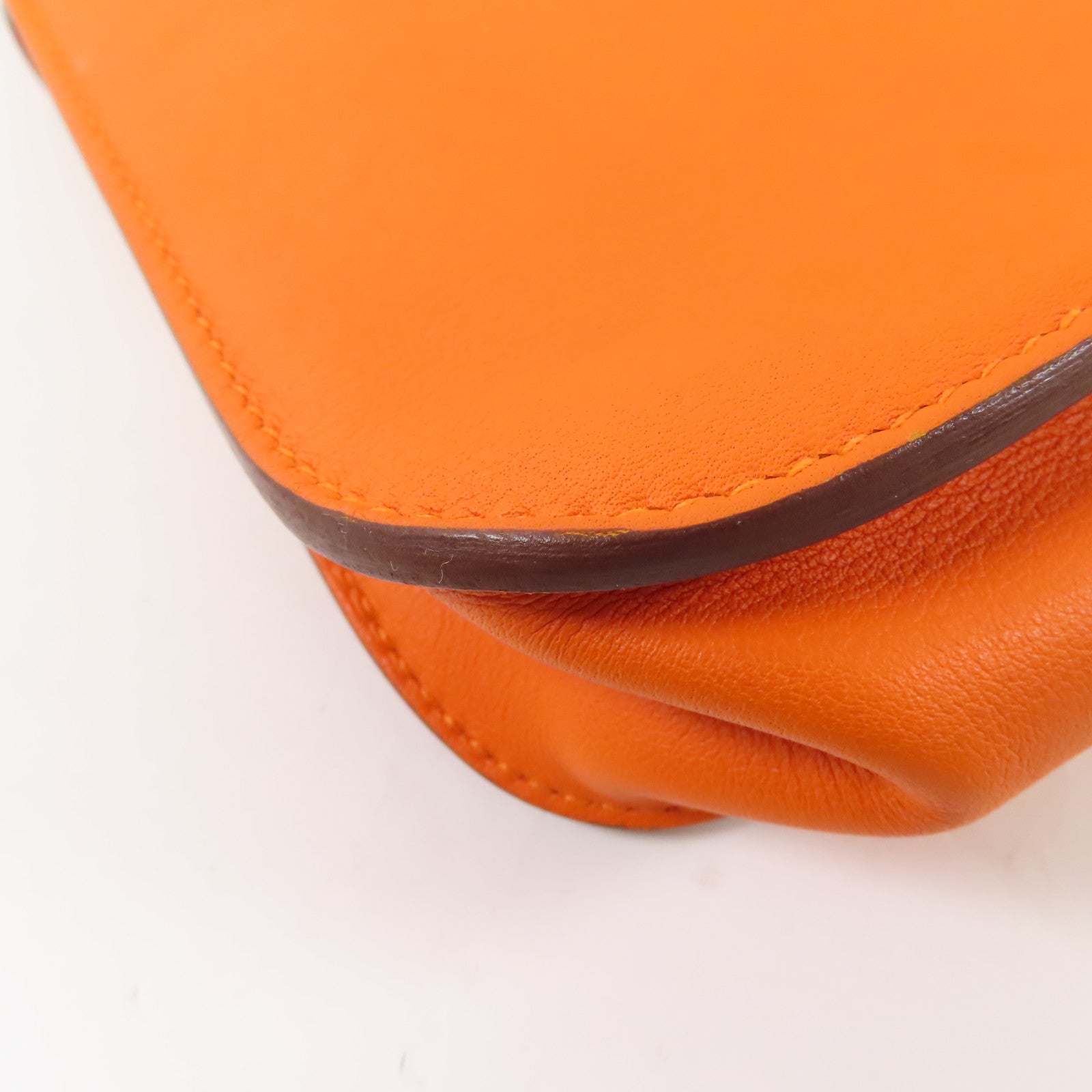 HERMES PHW Mini Halzan Shoulder Bag Swift Leather Oange