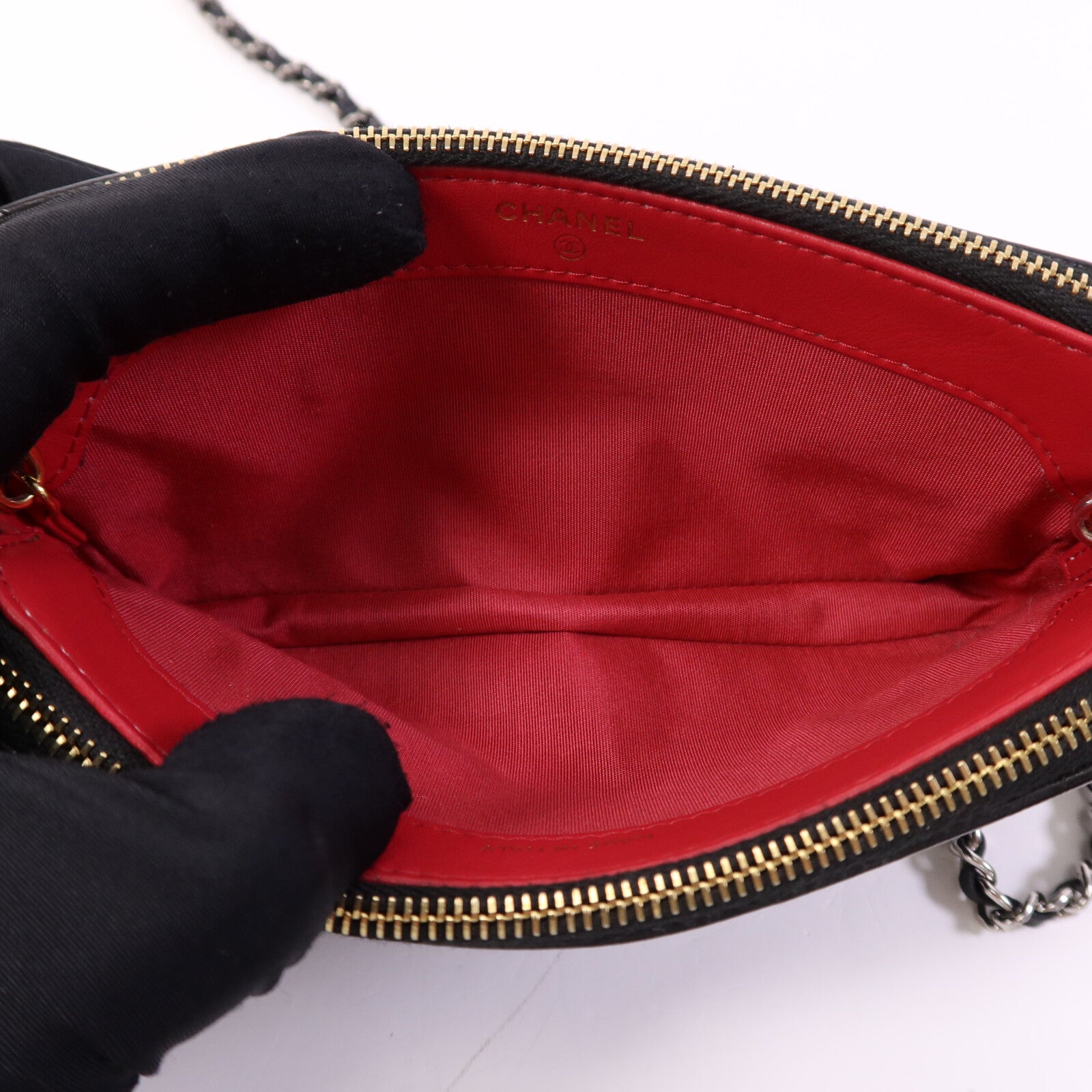 CHANEL 【激減優惠】牛皮皮革WOC Wallet On Chain鏈帶肩背袋