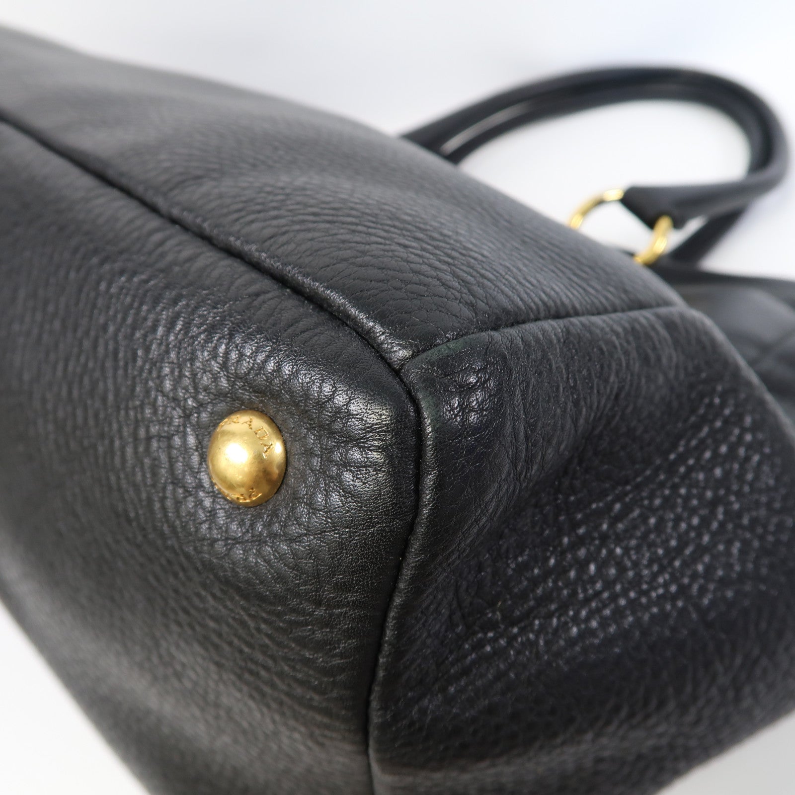 PRADA 牛皮皮革2 Way Shoulder Bag金扣手挽肩背兩用袋黑色
