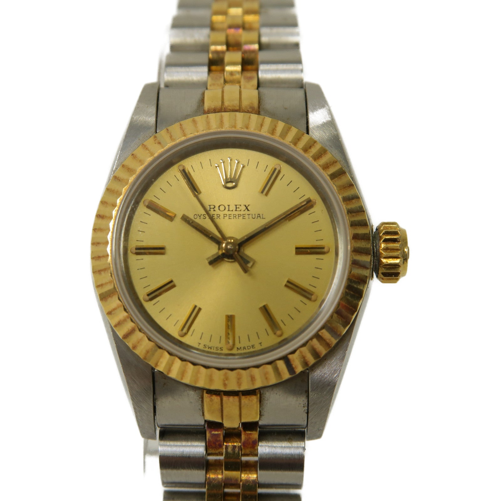 ROLEX Oyster Perpetual 18K黃金/不鏽鋼自動機芯手錶金色/銀色